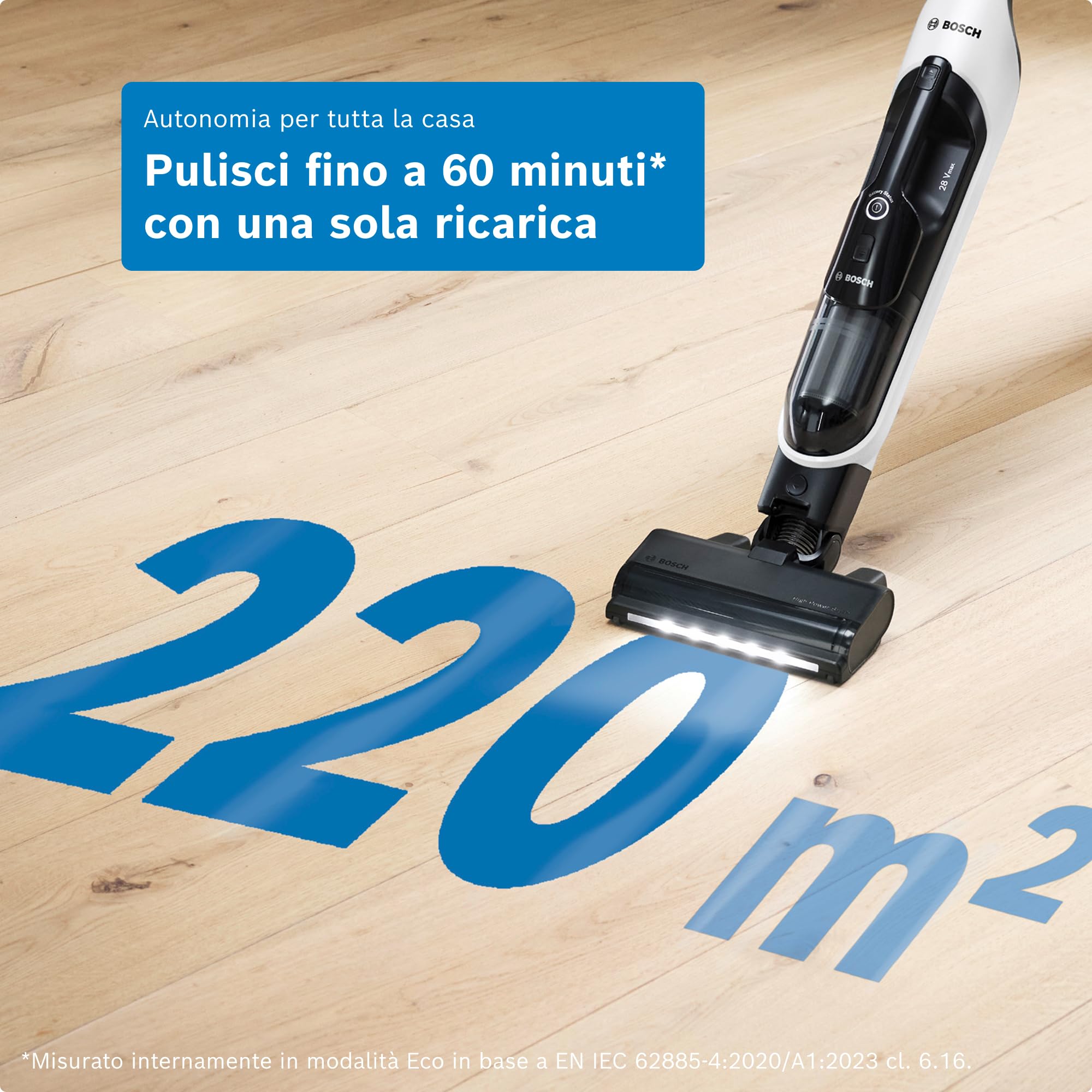 Bosch BKH4WN28 Aspirapolvere e Aspirabriciole 2in1, Luci LED, Bianco