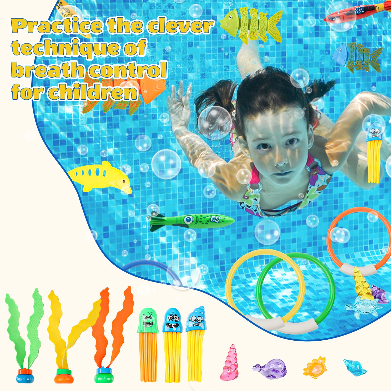 Tauchspielzeug für Kinder, Pool Spielzeug Unterwasser Tauchspielzeug Set, Poolparty Schwimmbad Spielzeug Geschenk(A)