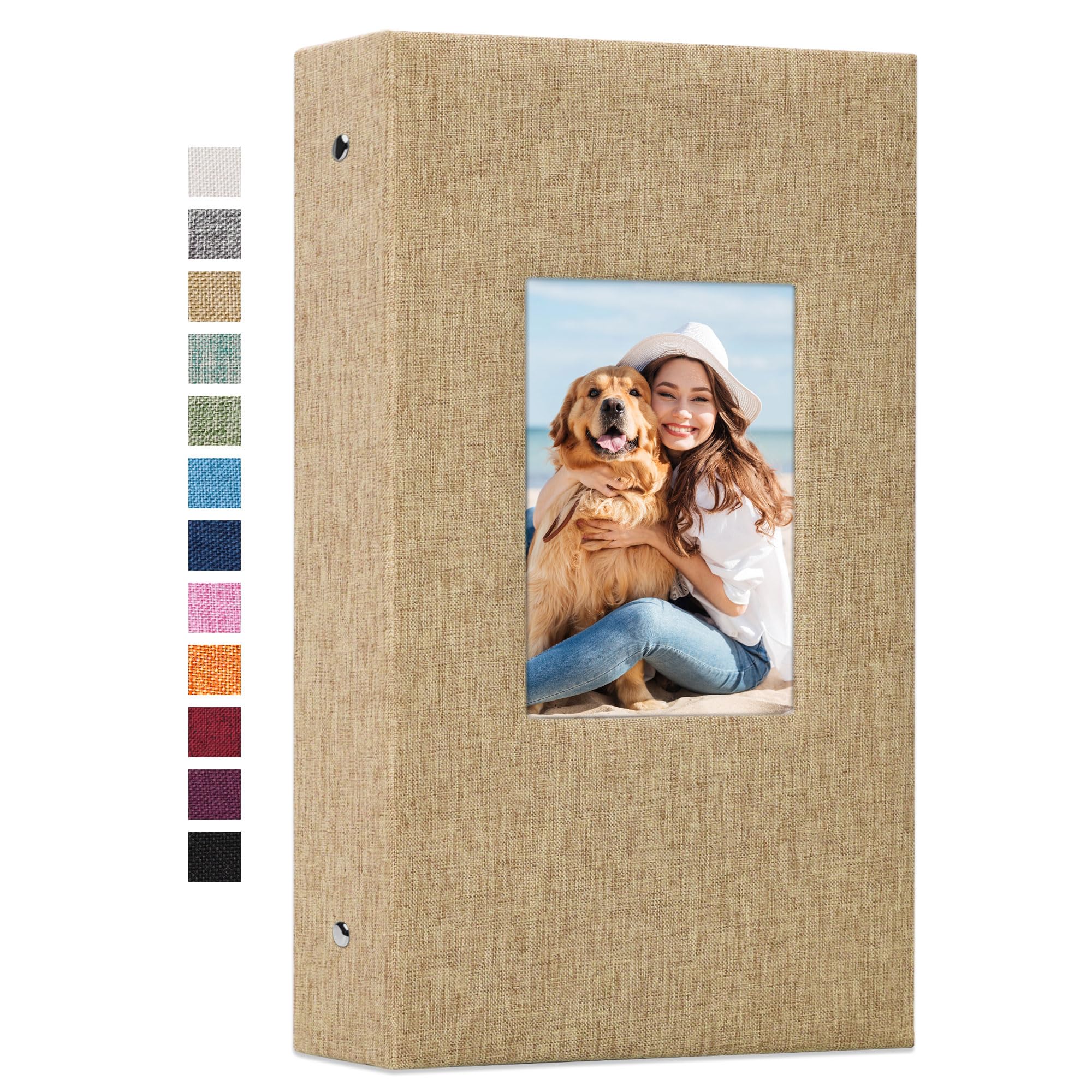 Vienrose 4x6 Photo Album,300 Pockets,Linen Cover with Window,Khaki — image 1