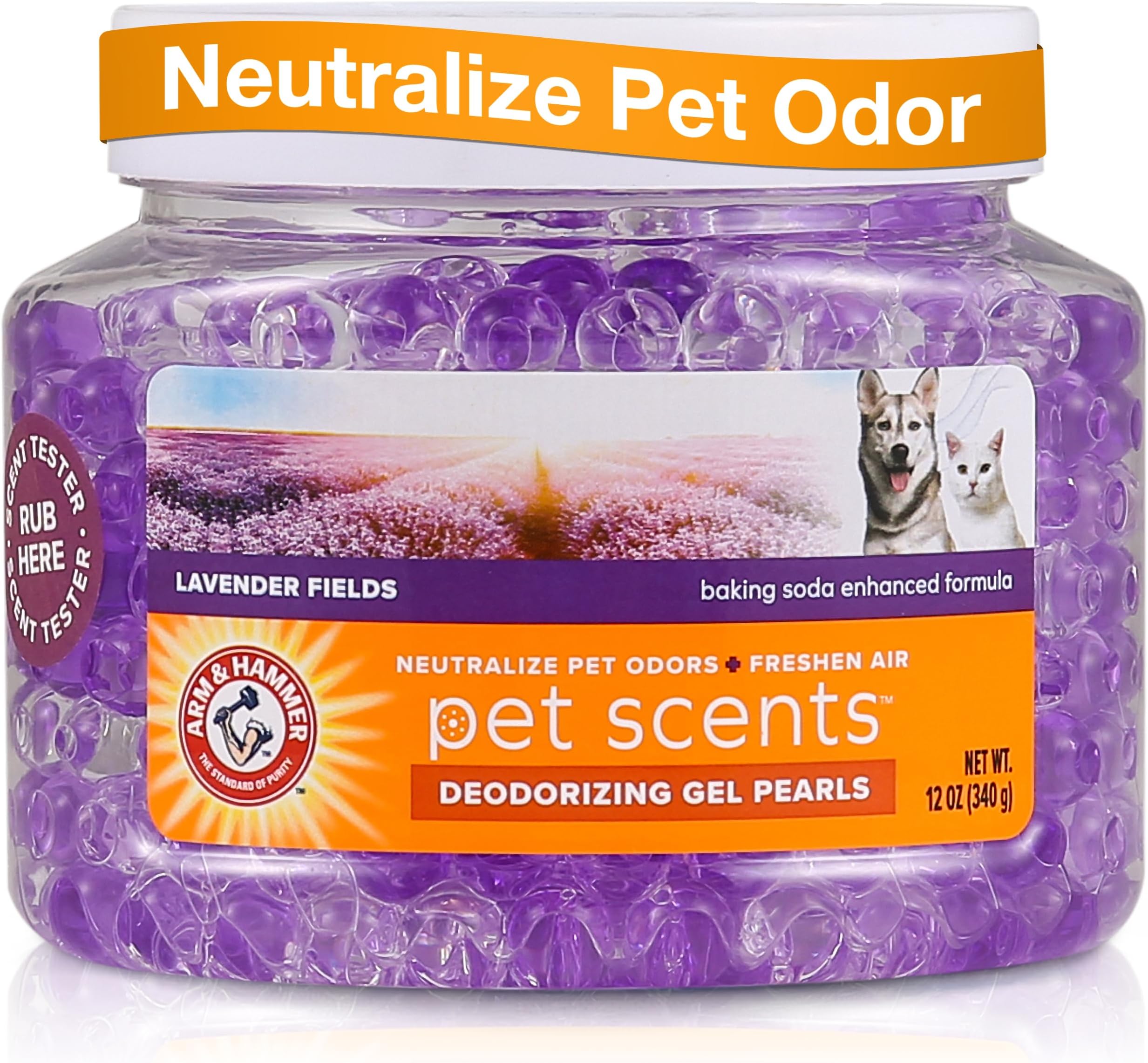 Arm & Hammer for Pets Air Care Pet Scents Deodorizing Gel Beads, Pet Odor Eliminator for Rooms Closets and Small Spaces with Long Lasting Odor Control, Lavender Fields Scent, 12 oz