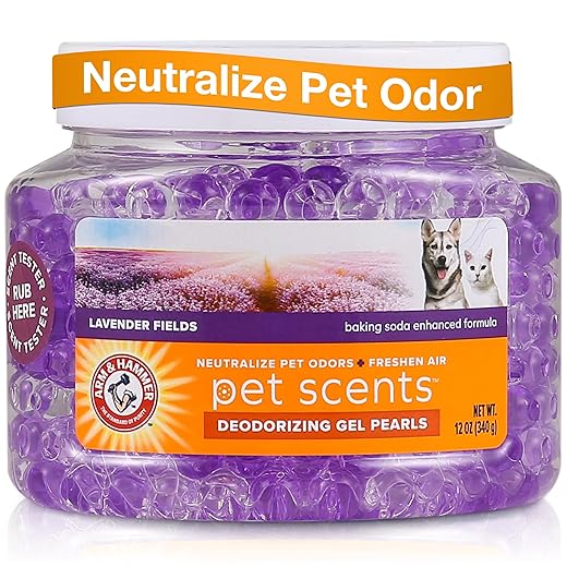 Arm & Hammer for Pets Air Care Pet Scents Deodorizing Gel Beads, Pet Odor Eliminator for Rooms Closets and Small Spaces with Long Lasting Odor Control, Lavender Fields Scent, 12 oz
