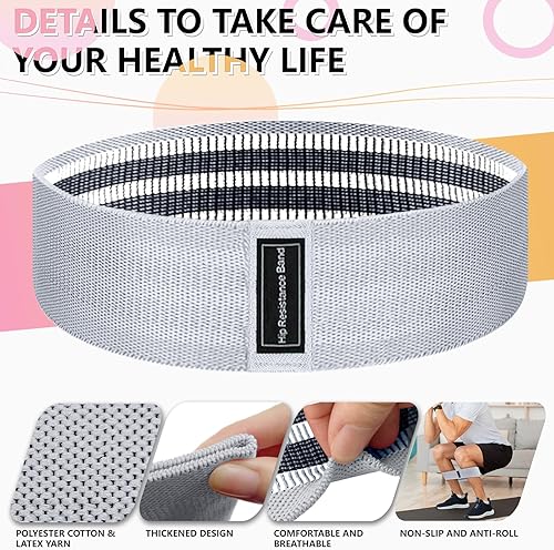 Miniatura 3 de Bandas de ejercicio, bandas de resistencia de tela de 3 niveles para entrenamiento, bandas de entrenamiento de resistencia para mujeres y hombres,