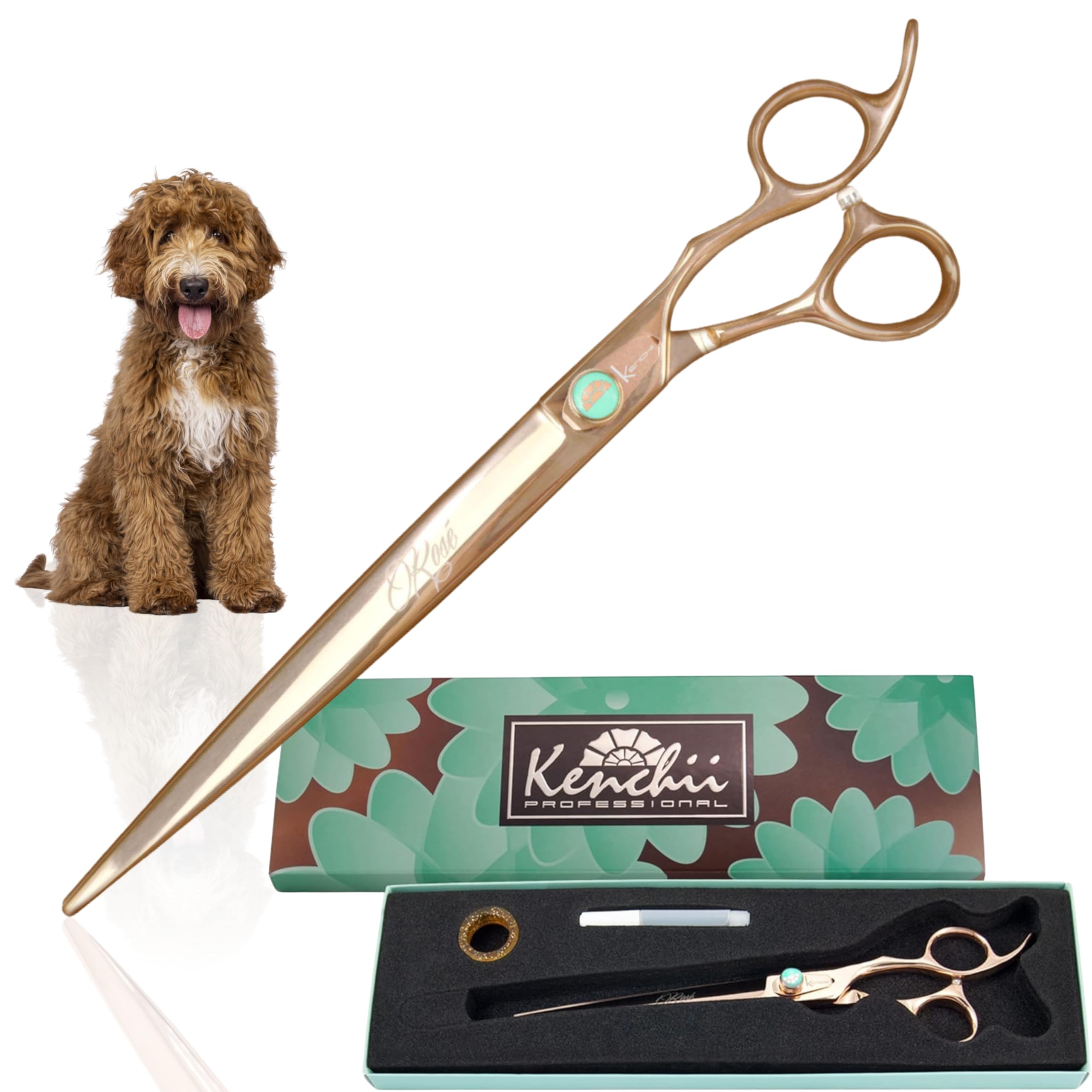 Rose Dog Grooming Scissors, 9 Inch Straight Shears, Dog Scissors for Grooming, Ergonomic Design for Comfort and Precision, Heavy Duty, Durable and Sharp