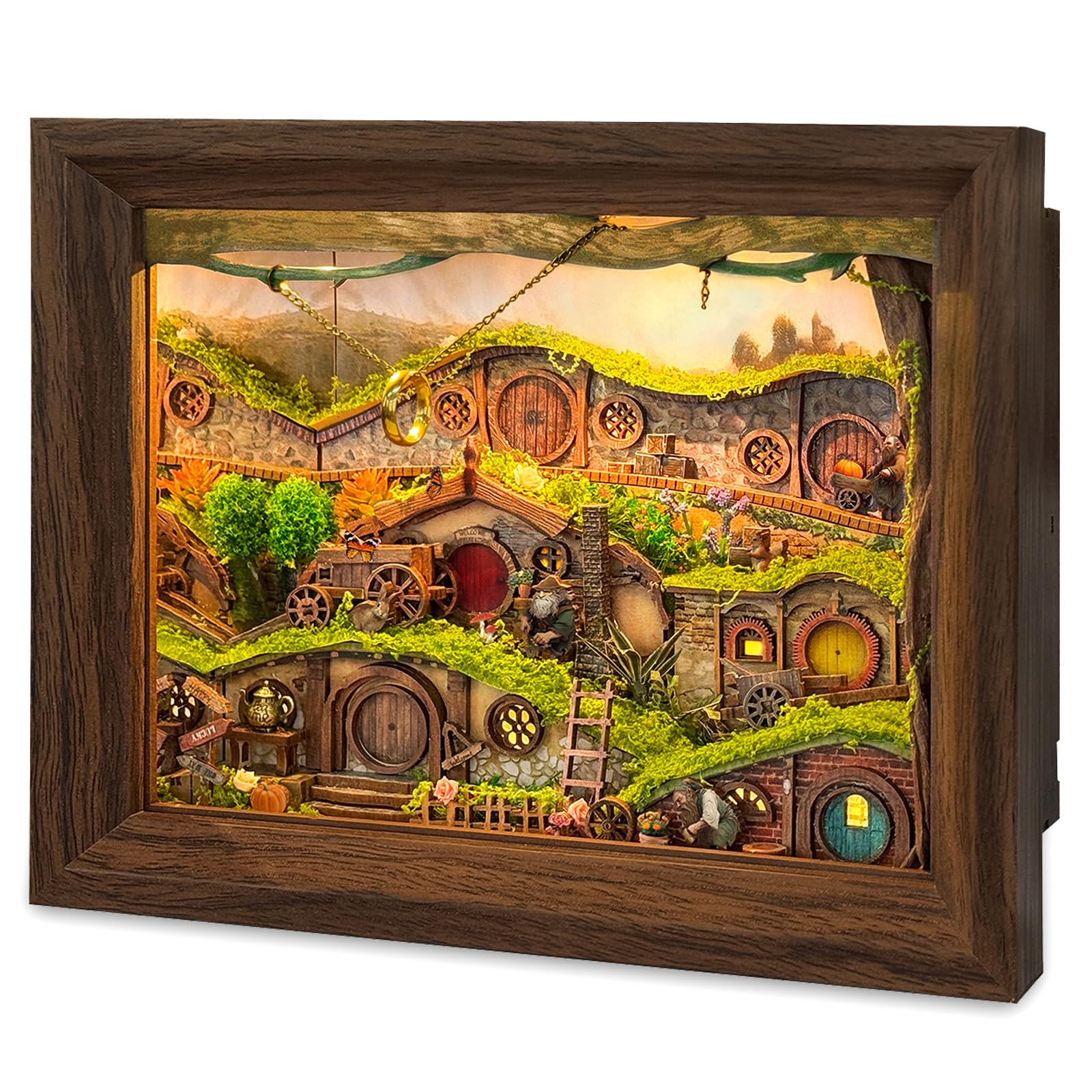 LORENOOK The Magic Ring Hamlet DIY Miniature Shadow Box Kit with Dust Cover