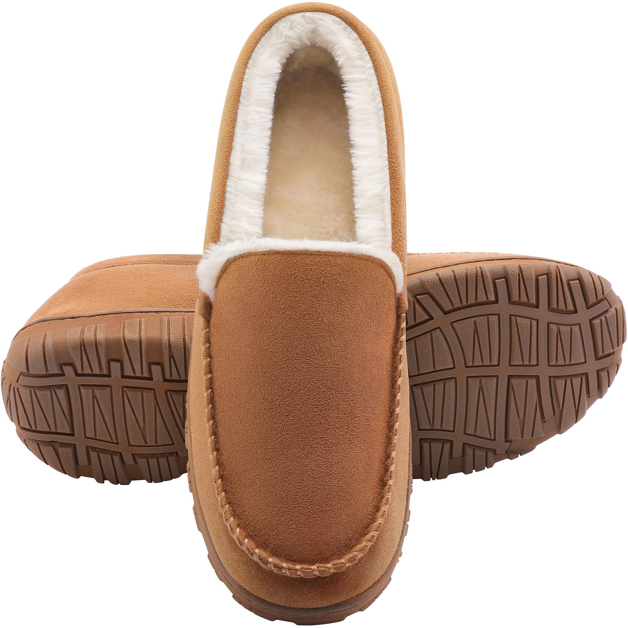 Men's Slippers Indoor Outdoor Warm Soft Plush Memory Foam House Slippers for Men Comfortable Bedroom Moccasin Slipper Non-Slip