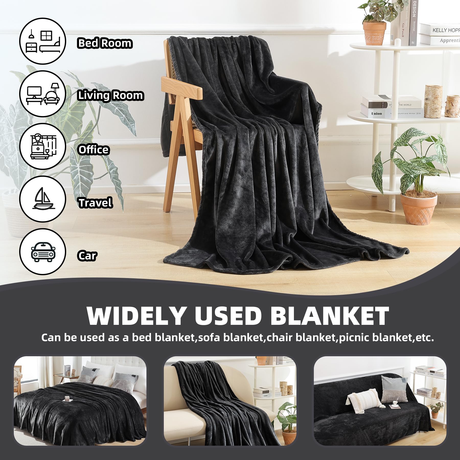 Manta ligera y suave de tamaño Queen – Manta de franela de forro polar para cama tamaño Queen, acogedora manta de felpa de lujo de microfibra, invierno 90 x 90 pulgadas