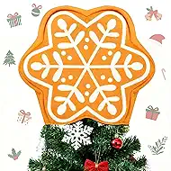 Eyourlife Christmas Gingerbread Tree Topper Snowflake Gingerbread Tree Topper Ornaments for Xmas Holiday Party Winter Indoor Outdoor Tree Top Decorations