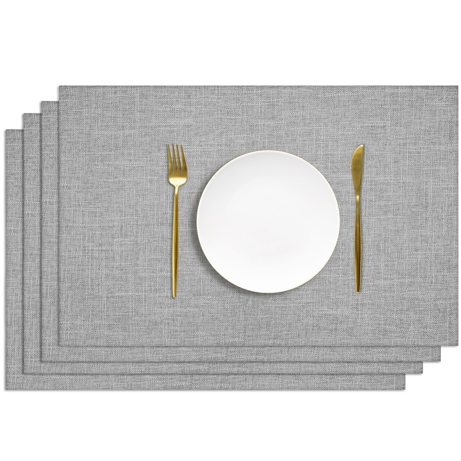 AUAUY Table Mats Set of 4, Faux Linen Washable Place Mats