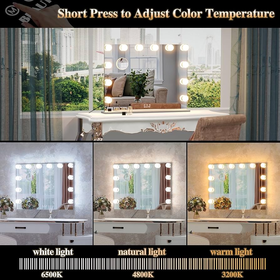 Amazon.co.jp: BEAUTME 女優ミラー 化粧鏡 卓上ミラー 3色ライト