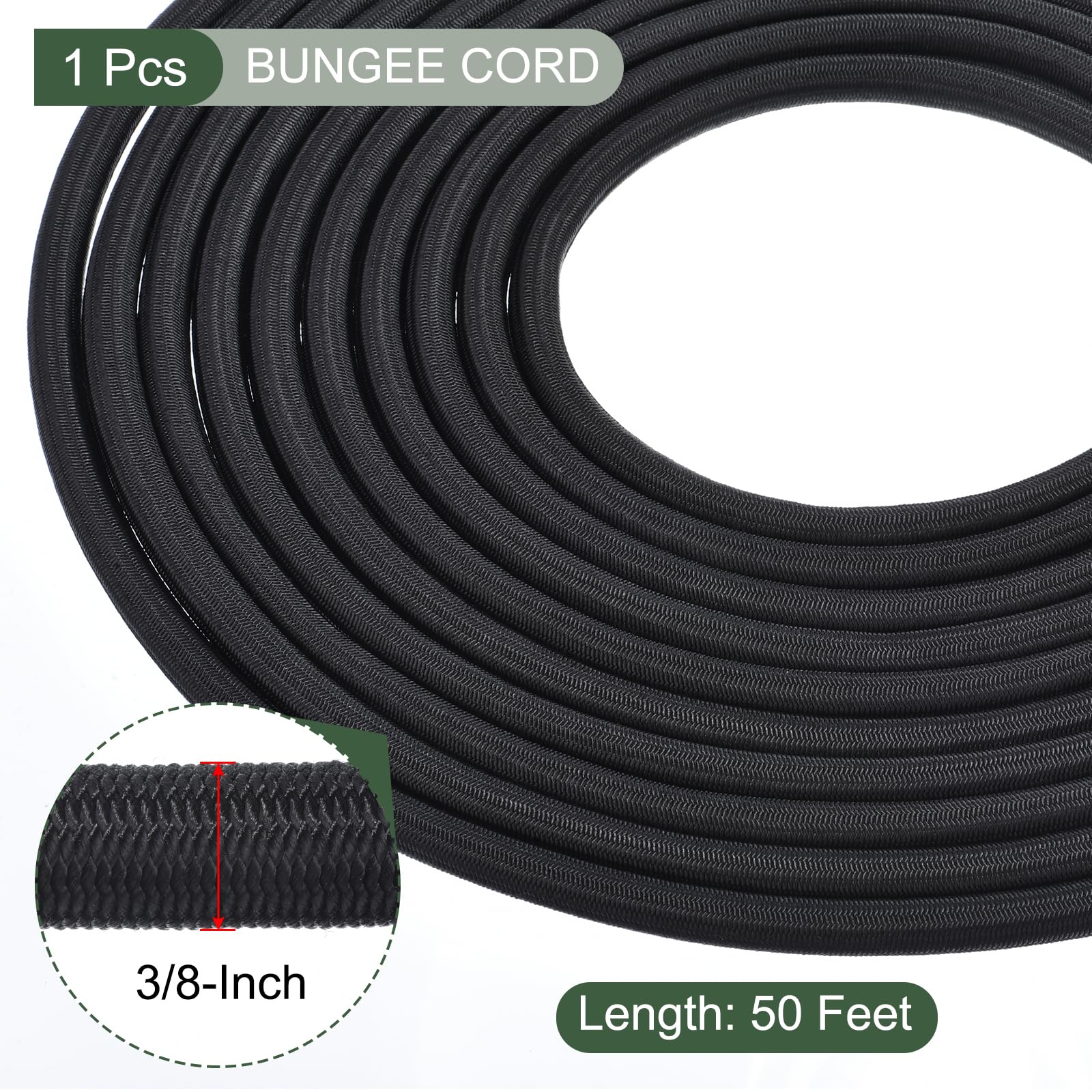 YOKIVE Bungee Shock Cord, Polyester Marine Grade Bungee Elastic String Versatile, 3/8" x 50Ft - Image 2