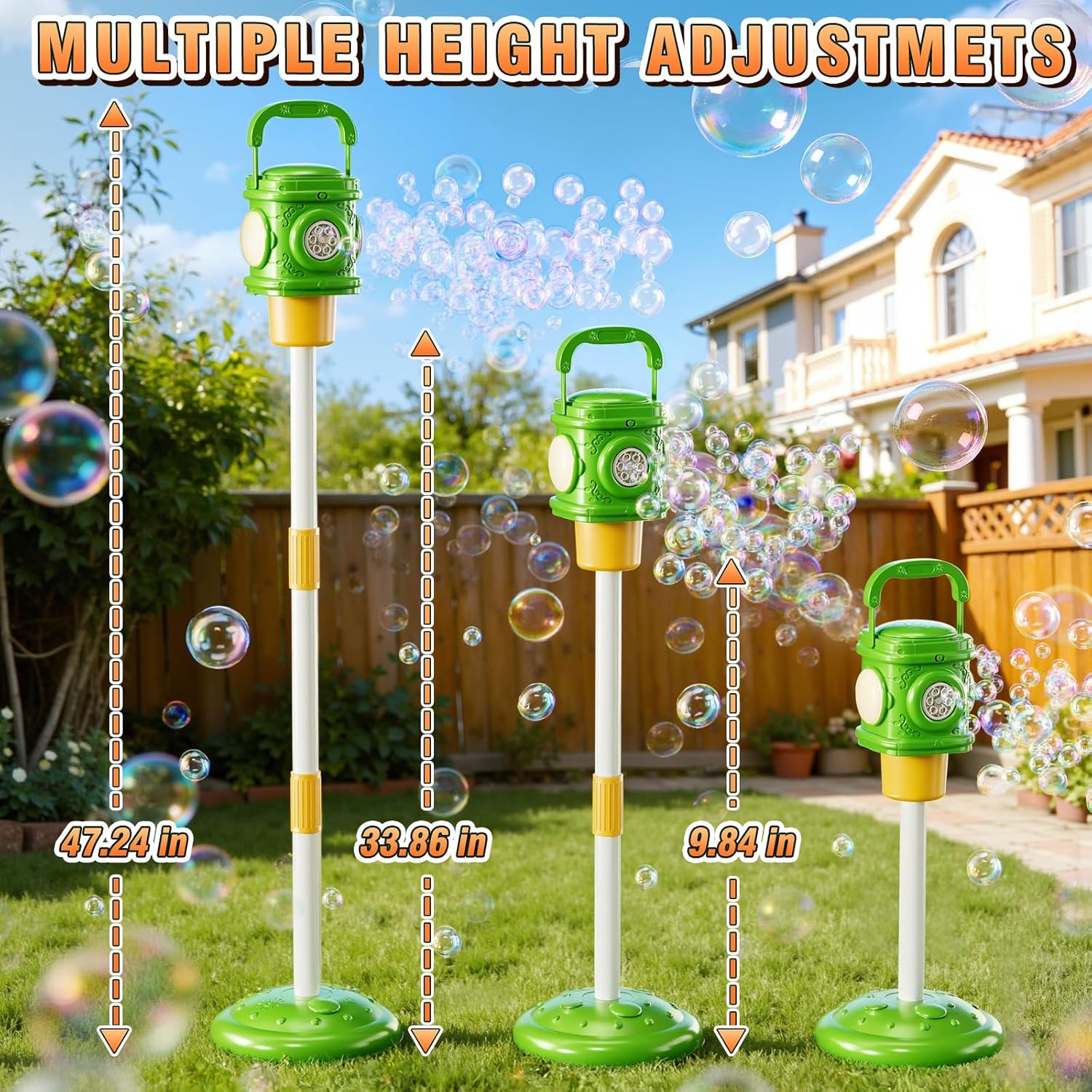 Bubble Machine for Toddlers 3-5, Bubble Blower Maker Lights Music with Remote Control, Standing Bubble Blower for Parties Birthday Wedding Toddlers Kid Summer Outdoor Toys