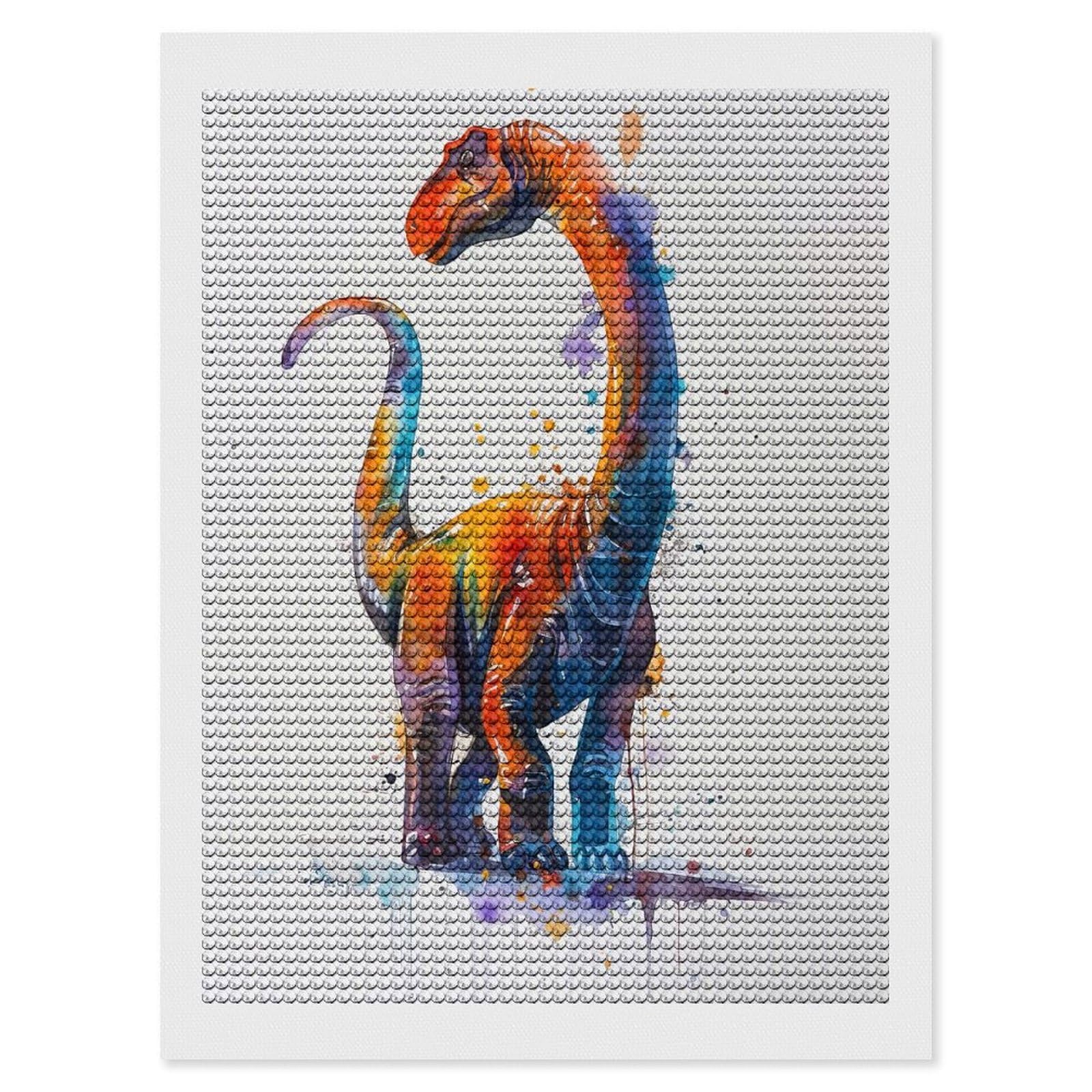 Junmoney Apatosaurus Watercolor Round Drill Diamond Painting 12"x16", for Women, Relaxing DIY Hobby, Bedroom Decor, Christmas Gift, Adhesive Canvas