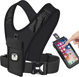 Running Vest,Running Vest for Men,Running Vest for Women with Touch Screen Phone Holder,Reflective Running Vest with LED Light for Running,Cycling,Breathable Running Safety Vest with Earphone Hole