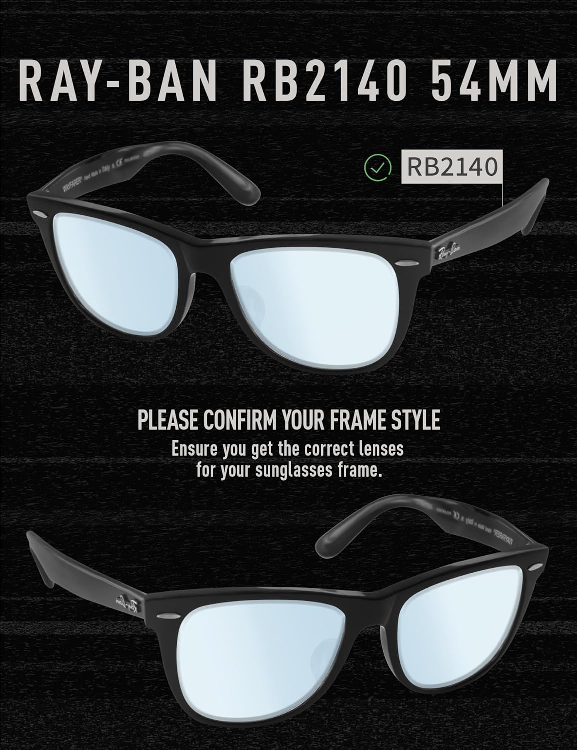ToughAsNails Replacement Lenses for Ray-Ban Wayfarer RB2140 54mm Sunglasses - More Options