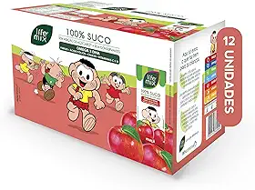 LIFE MIX Turma da Mônica - Suco de Maçã em Caixinha - 100% Suco, Sem Adição de Açúcares, Sem Conservantes e Corantes, Ômega 3 DHA, Vitaminas C e D, Cálcio, Fibras - Vegano - Pack 12 x 200ml