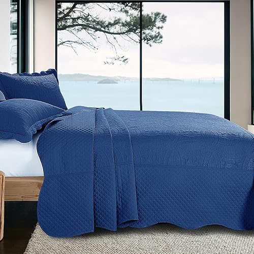 Miniatura 3 de HOMBYS Colchas de tamaño King de gran tamaño de 122 x 138 pulgadas, juego de edredón de 3 piezas tamaño King de Alaska, ligero, suave y extra grande