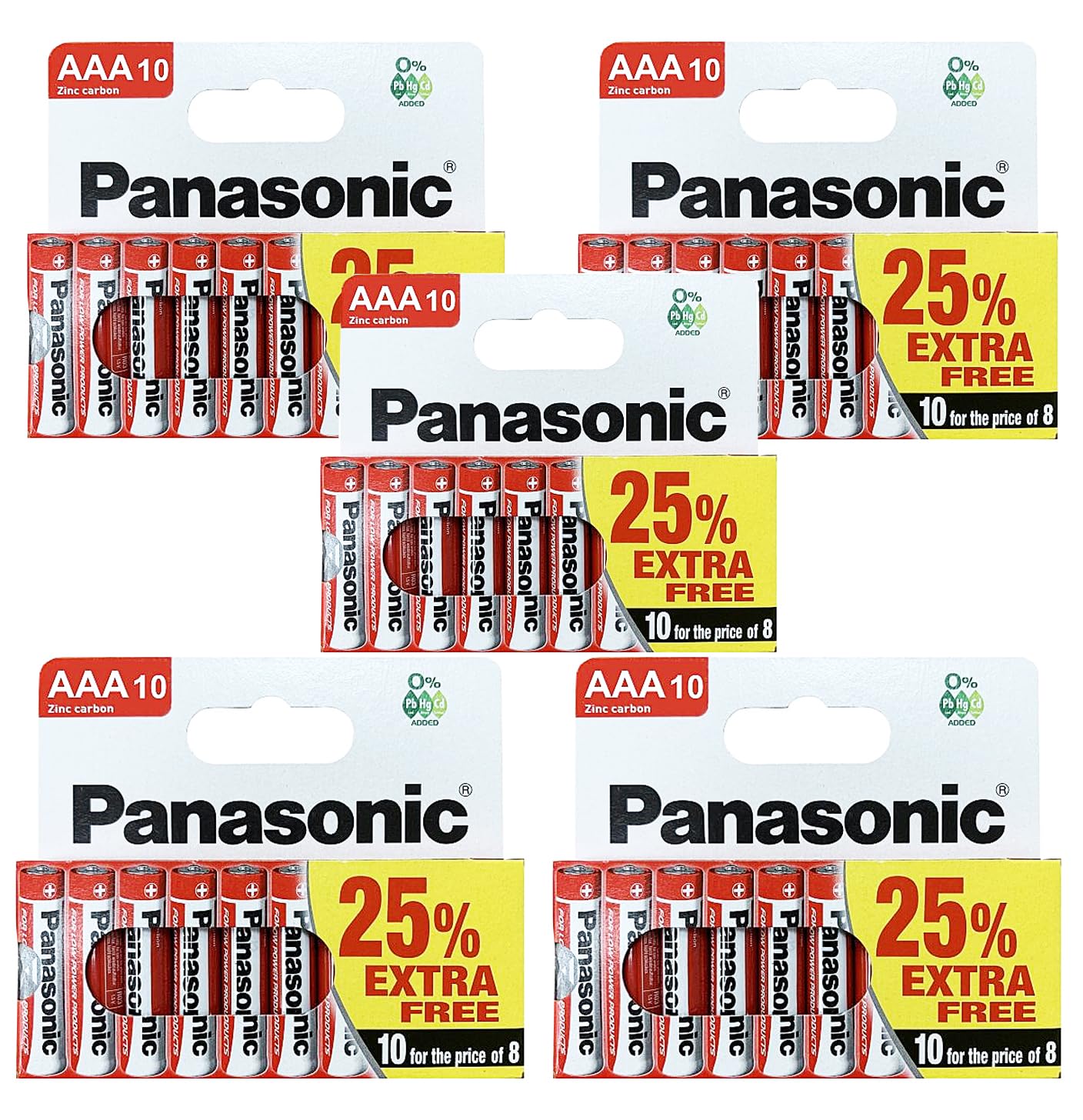 Panasonic Zinc AA Batteries – 50 Pack | 1.5V Long-Lasting Zinc Carbon Batteries for Everyday Use | Ideal for Low-Drain Devices Like Remote Controls, Clocks, Radios, Toys & Flashlights