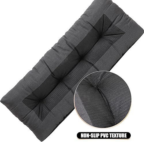 Miniatura 4 de Cojín de banco de 45 x 18 pulgadas, color gris, resistente al agua, para exteriores e interiores, cojín de sofá biplaza copetudo para columpio,