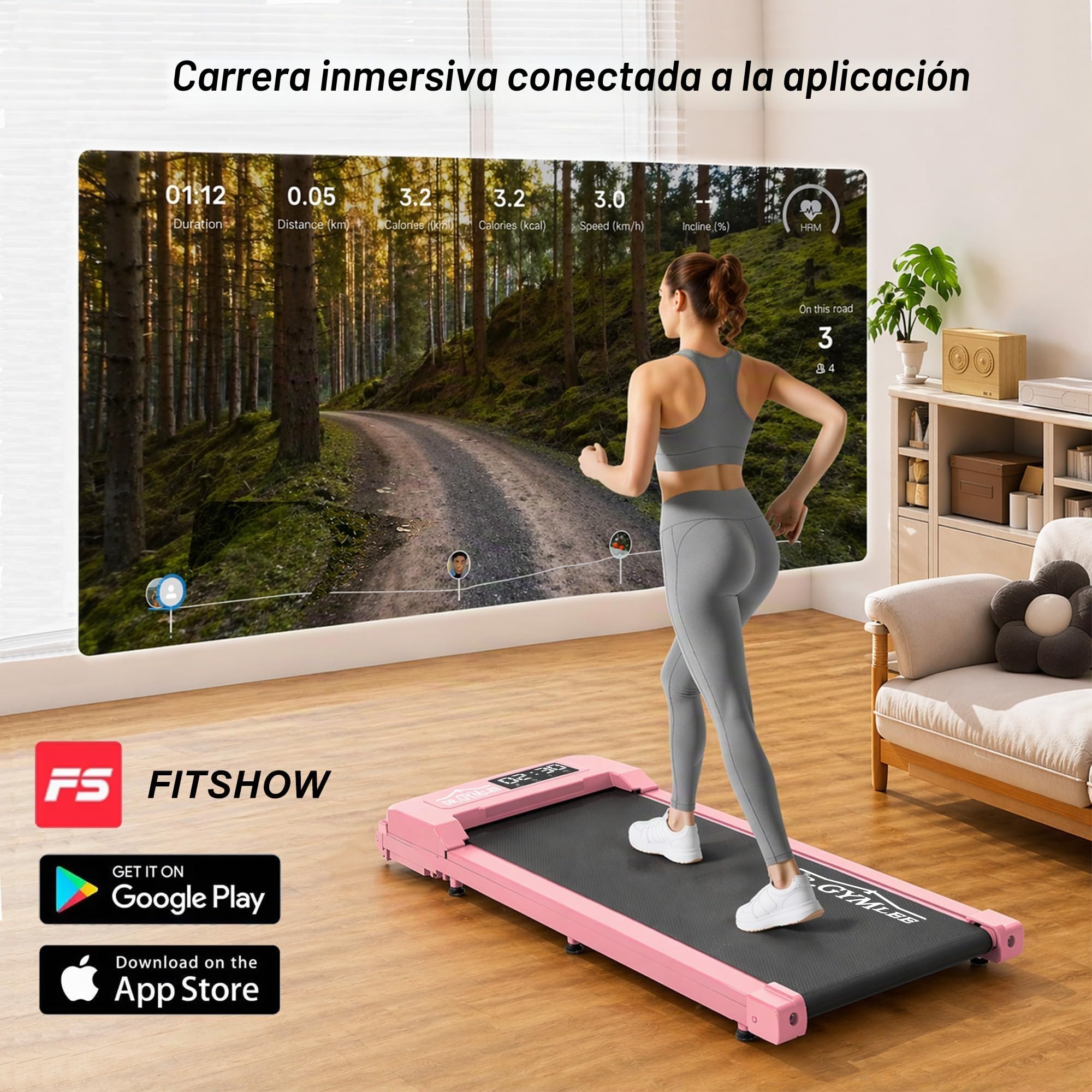 Cinta de Correr/Alfombrilla para Caminar con Motor silencioso para Uso doméstico, Pantalla y Control LED, diseño Que Ahorra Espacio para Caminar y Correr, Alta Capacidad de Carga.