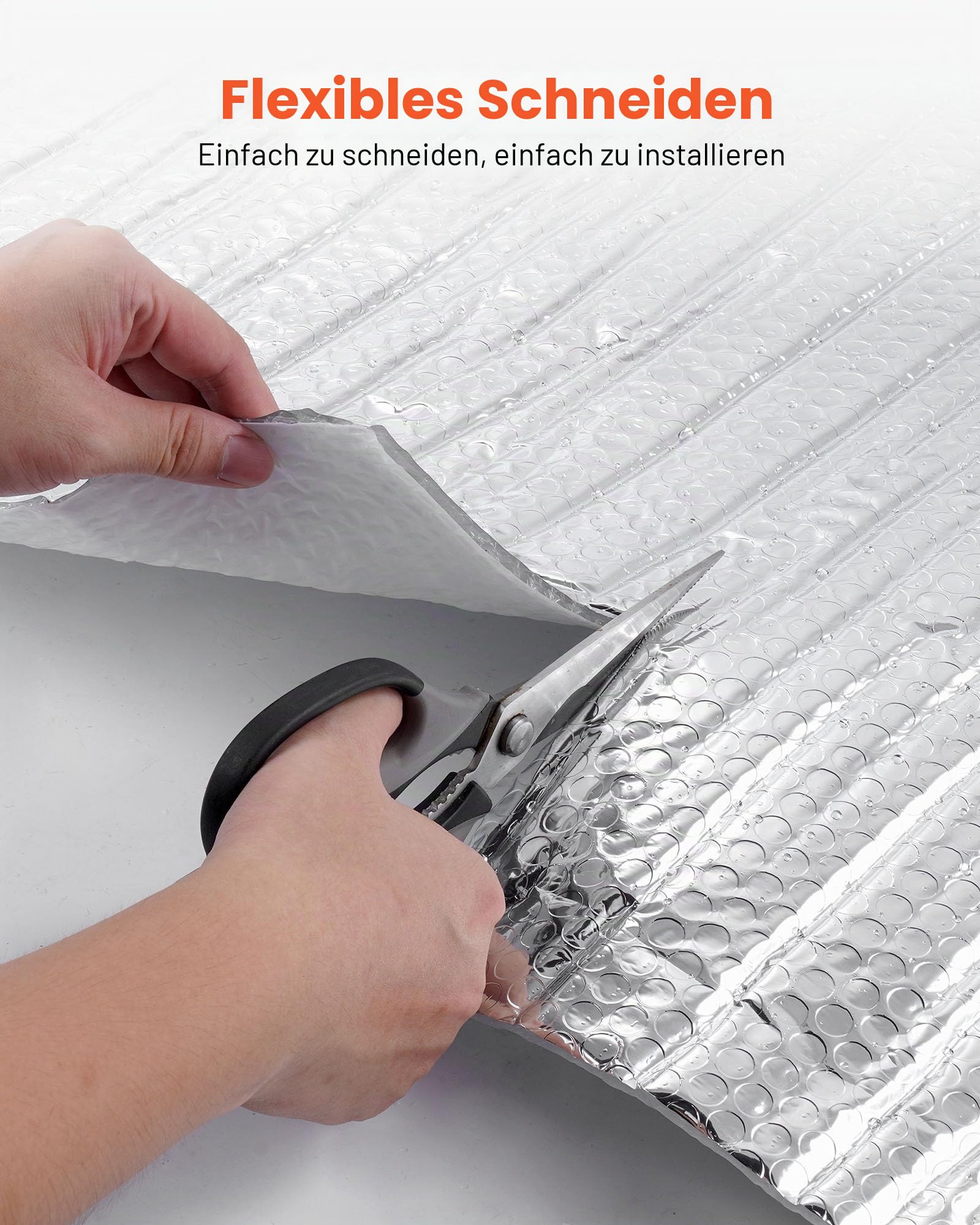 VEVOR Isolierfolie, Dämmfolie mit Luftpolstern, 6 mm, 122 cm x 30,48 m, Aluminiumfolie, weiße PE-Folie, wärmereflektierender Schutz, Wärmedämmrolle für Garagentore, Fenster, Wohnmobildächer