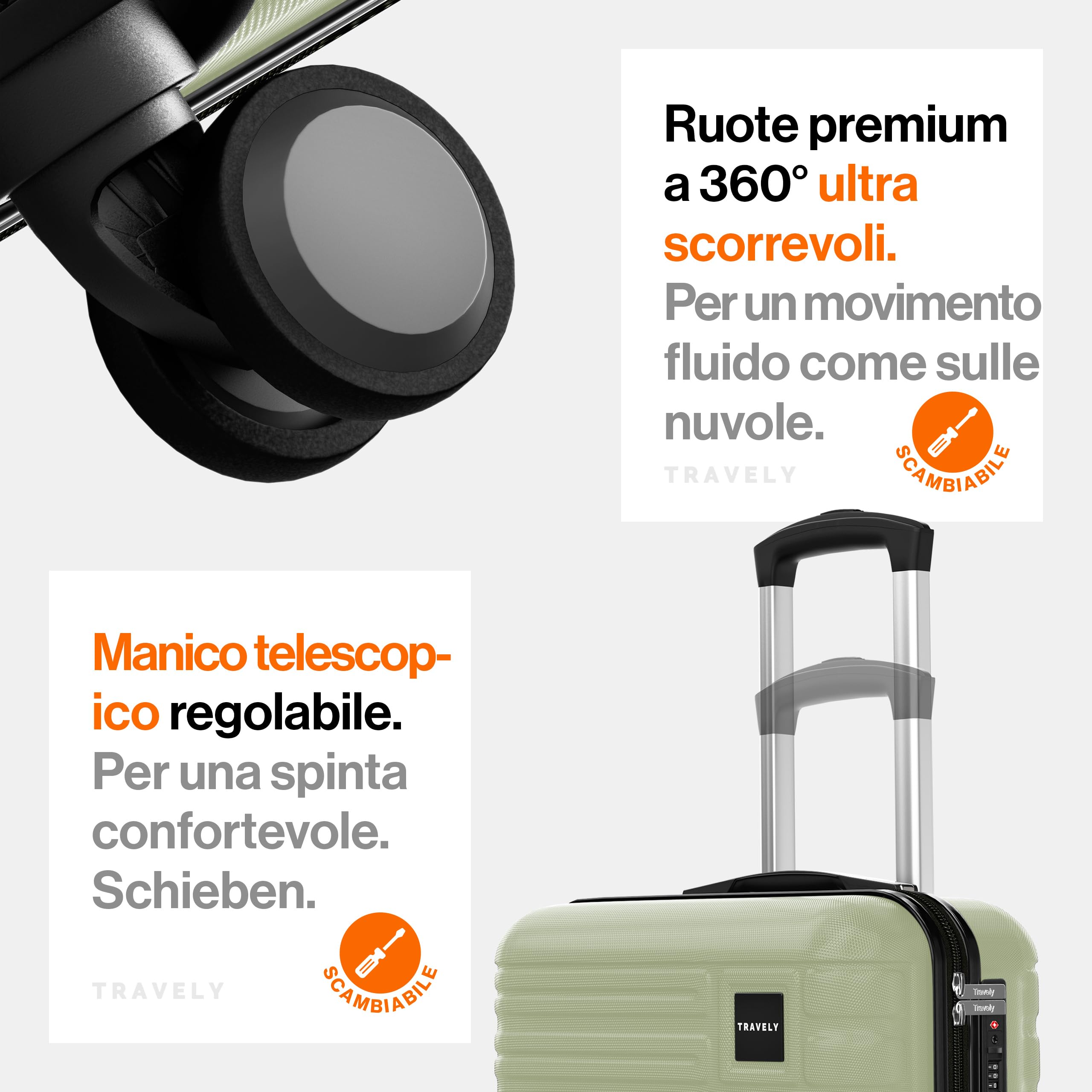 Valigia bagaglio a mano 55x40x20cm - adatta per Ryanair, Lufthansa, Eurowings e co. I Trolley da cabina 36L con rotelle morbide e pratico lucchetto TSA, valigia da cabina
