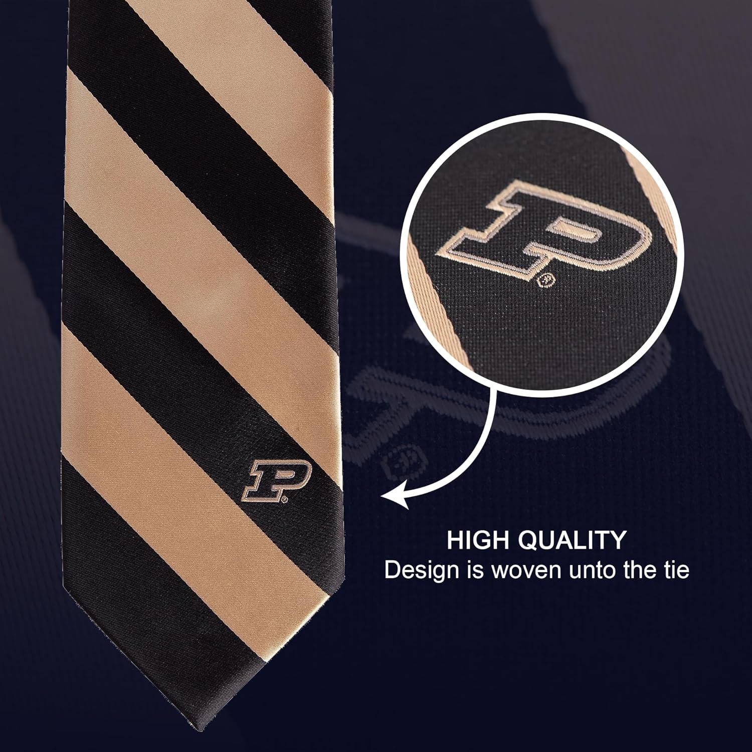 Desert Cactus Purdue University Neck Tie PU Boilermakers 100% Polyester Necktie with Logo, Officially Licensed - Image 2