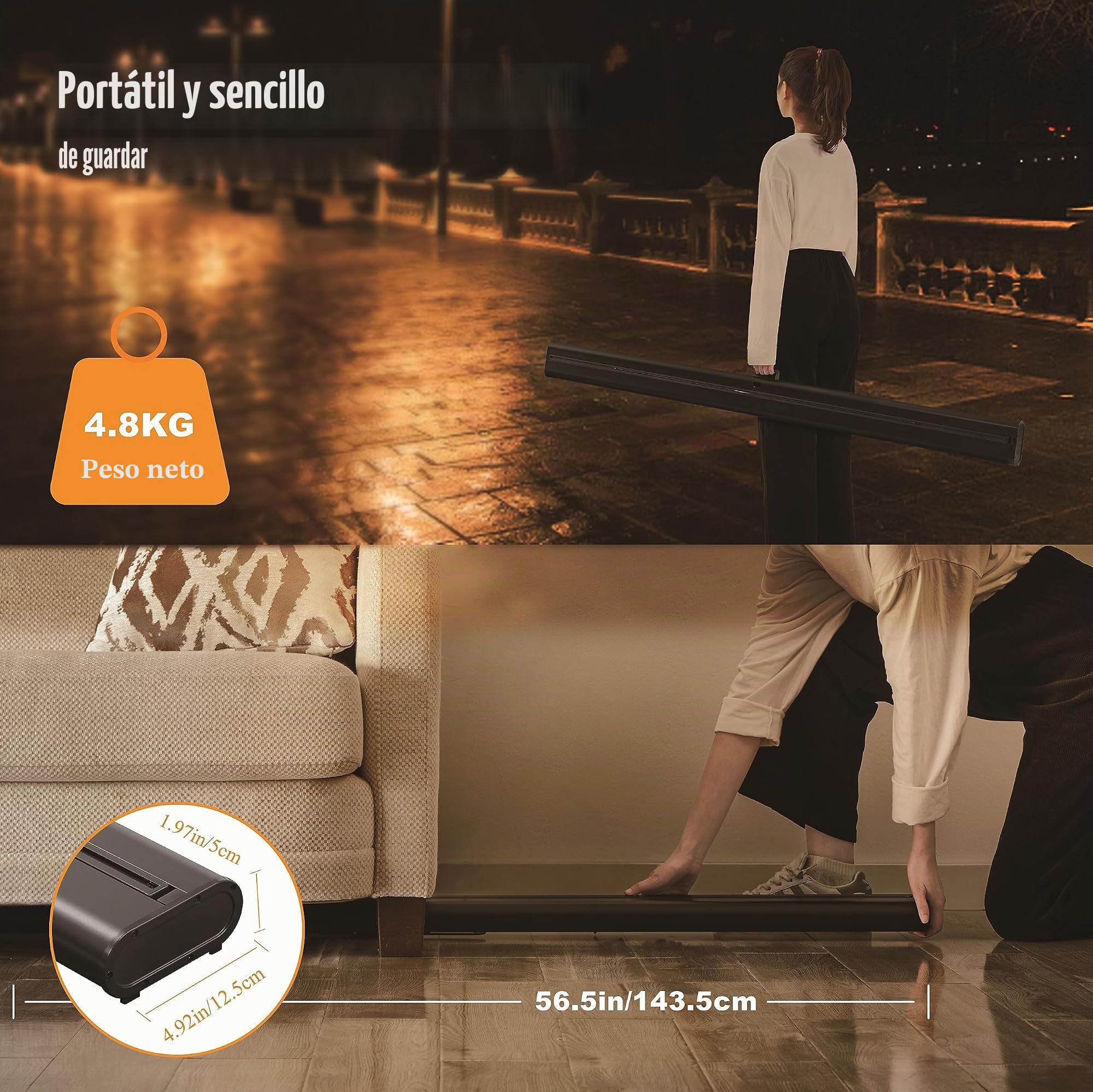 Proyector de Pantalla con Soporte, Pantalla de proyección de 60 Pulgadas 16:9, Pantallas de proyección portátil, proyección de Distancia Ultra Corta, diseño Compacto, Ideal para Cine en casa