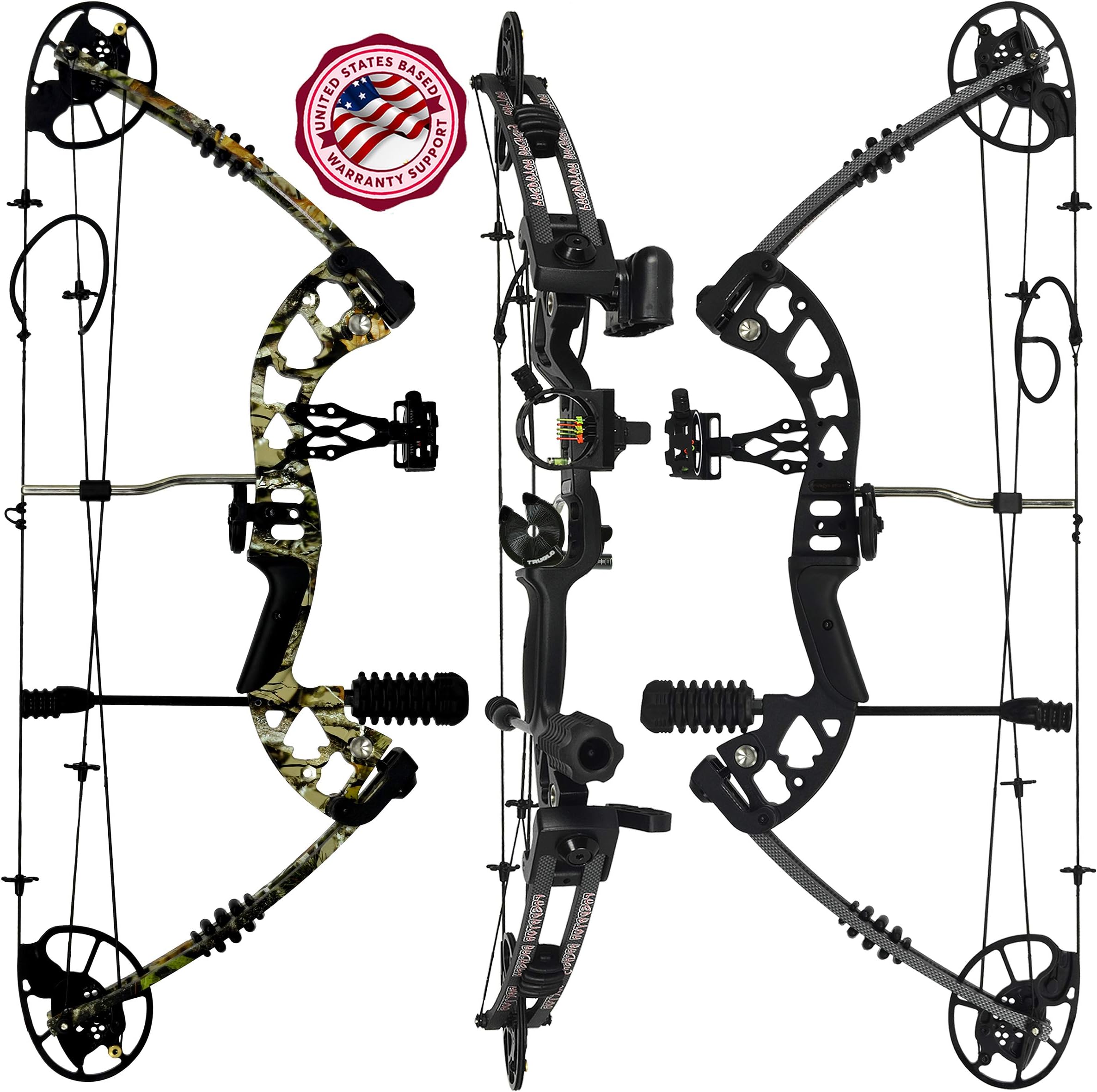Raptor Compound Bow Kit: Right & Left Hand - USA Limbs - Fully Adjustable 24.5-31” Draw - 30-70LB Pull - High-Speed Aluminum Cams 315 FPS - Accessories and Install Video Included