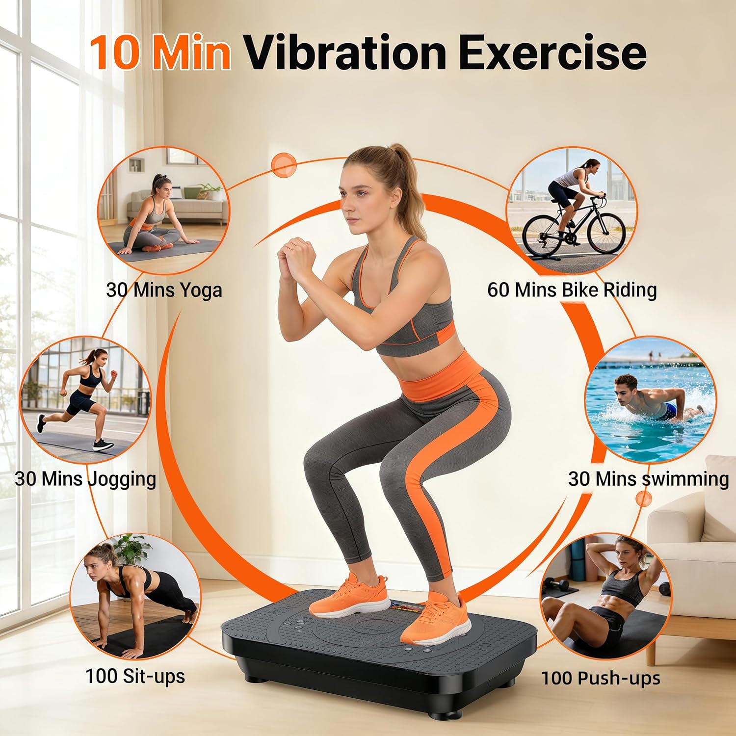 Vibration Plate Exercise Machine -Full Body Shaker with Auto Mode, Acupressure Massage & Silicone Pedal, for Lymphatic Drainage, Weight Loss & Fat Burning, Home Fitness Equipment for Woman & Men
