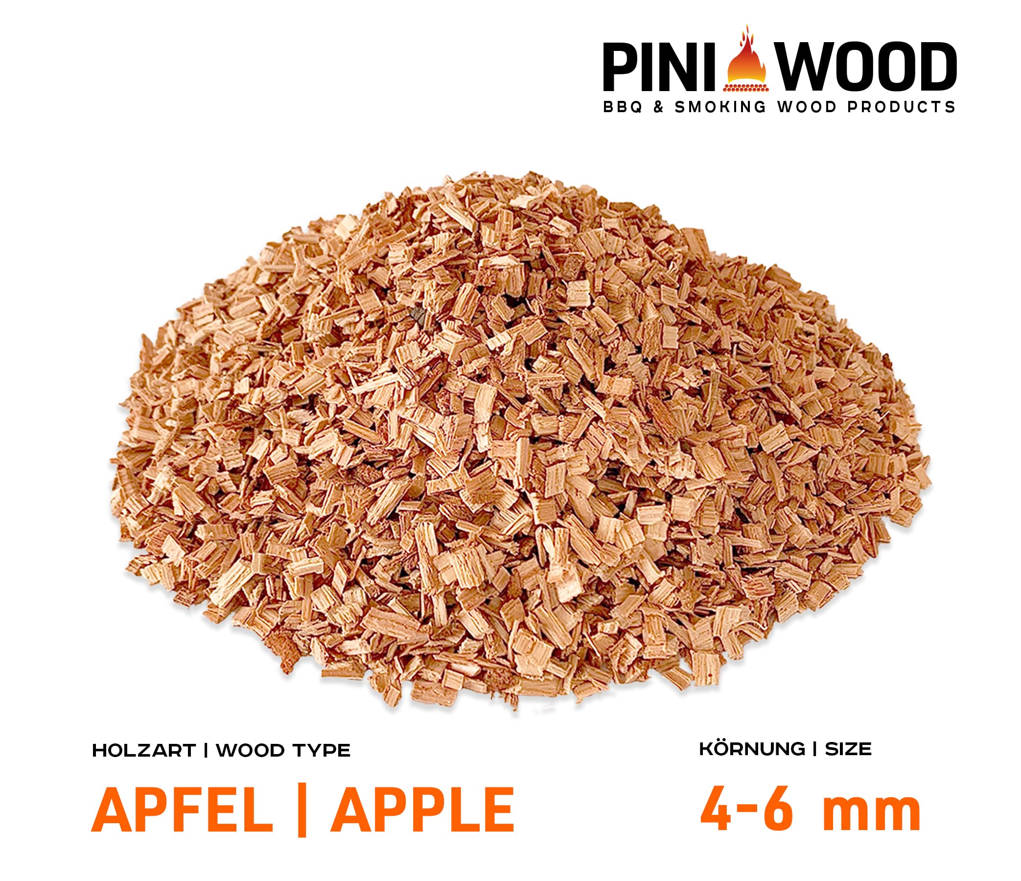 PINI 5 kg di trucioli per affumicatura, mela, 4-6 mm, trucioli per affumicatura, 18 litri