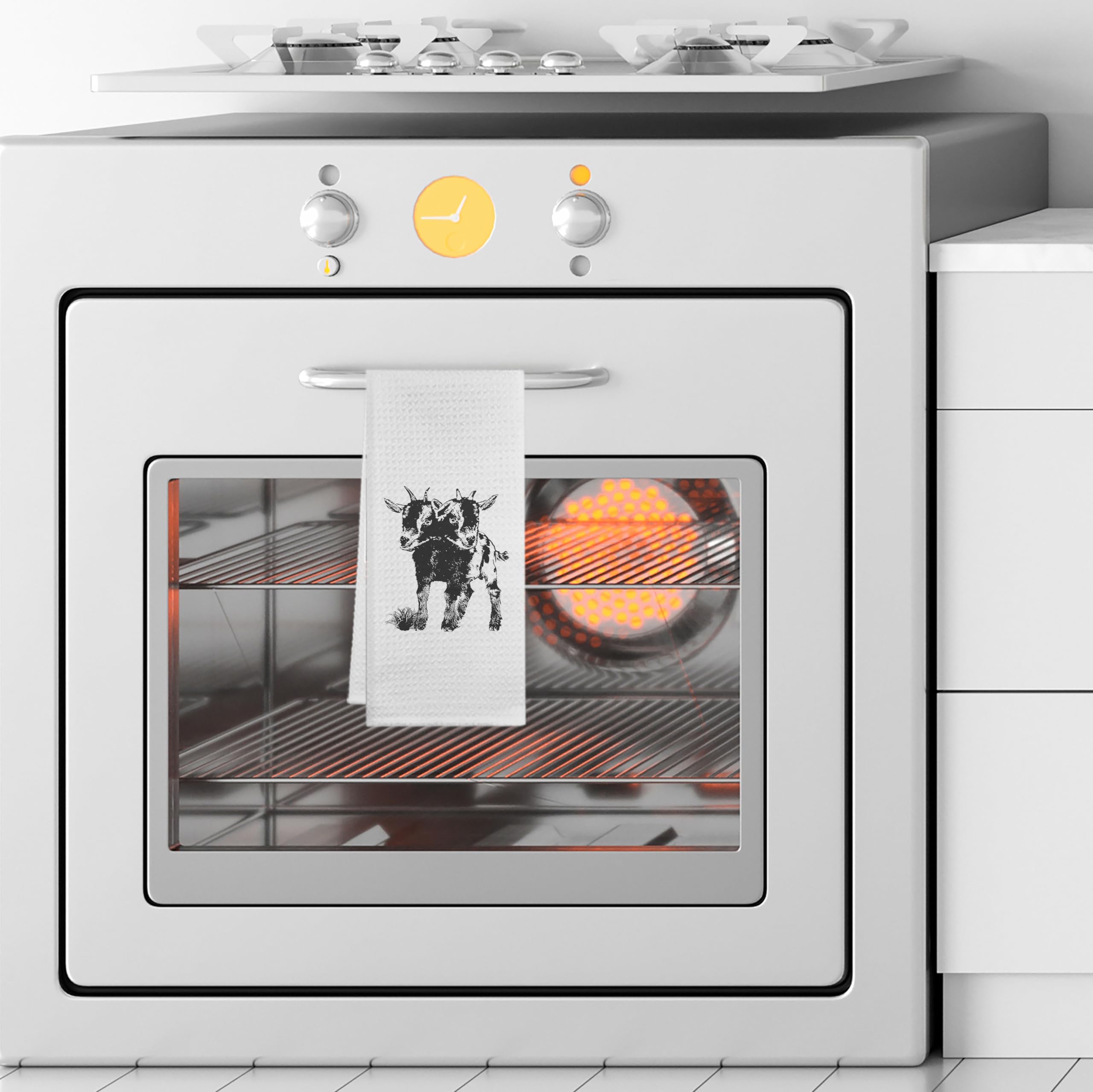 GICHUGI Gothic Decorative Kitchen Hand Towels 16x24 - Goth Kitchen Towels, Devil Goat Gothic Bathroom Hand Towels, Witchy Gifts, Gothic Kitchen Accessories, White