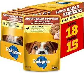 Pack Ração Úmida Pedigree Sachê Frango ao Molho para Cães Adultos de Raças Pequenas - Leve 18 Pague 15