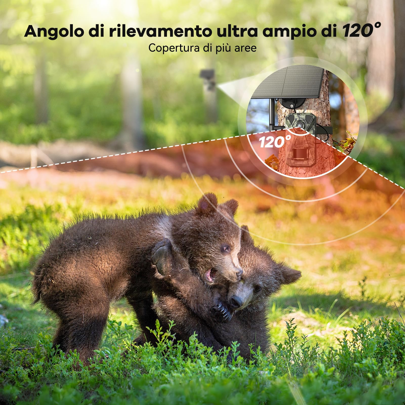 DEATTI Solare Fotocamera da Caccia 4G LTE con Sim 0,1S 7800 mAh IP65