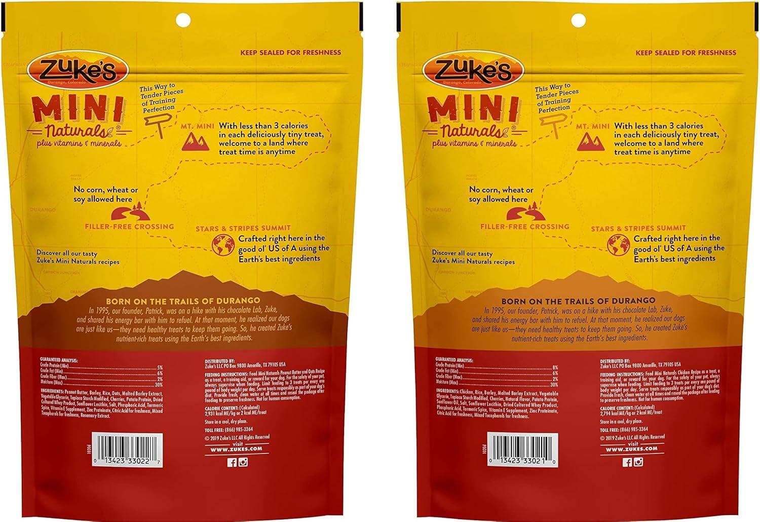 (2 Pack) Zuke Mini Naturals Training Dog Treats ( Chicken, Peanut Butter) - 16 oz