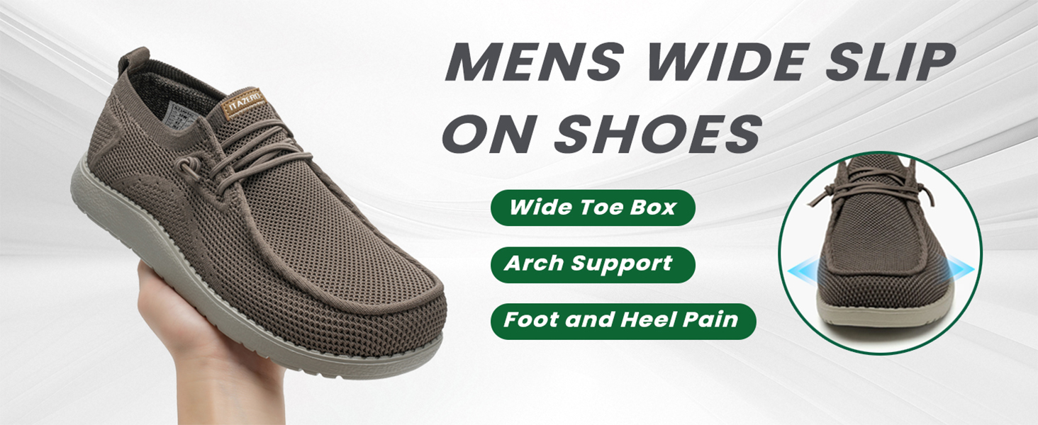 Amazon.com | 1TAZERO Mens Slip on Shoes Wide Width - Wide