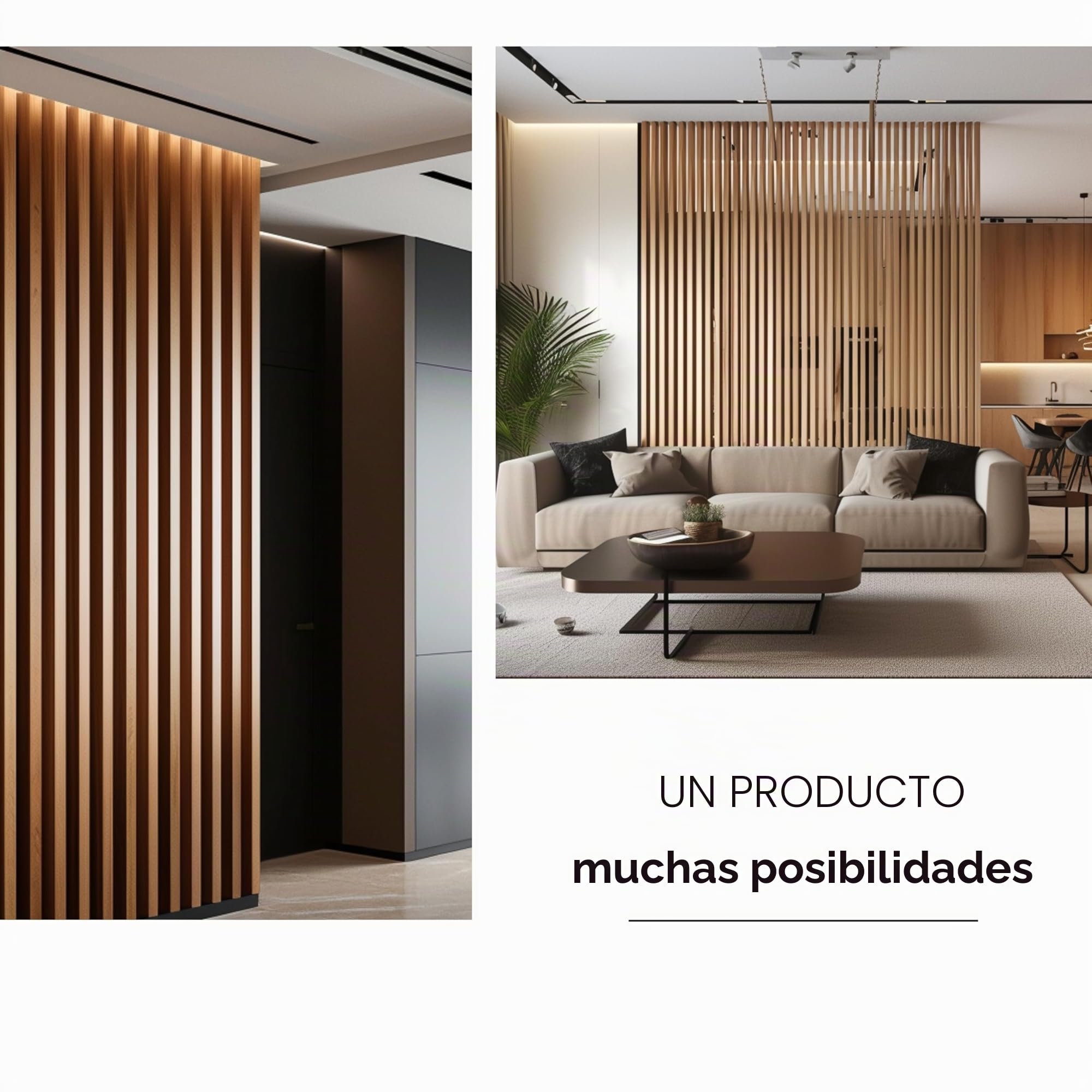 Paneles De Pared MDF 5 Piezas Listones Madera Roble Grandson 240x3x8 cm Pared Decorativa Salón Separador De Ambientes Divisor Estancia Diseño Moderno