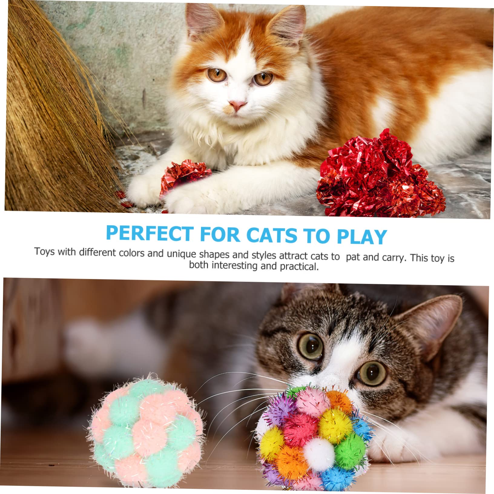 Toddmomy 125piezas Crinkle para Gatos Juguetes Interactivos De Peluche para Mascotas Coloridas y Divertidas para Ejercicio y Entretenimiento Interior