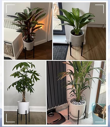 Miniatura 2 de H HOMEXIN Soporte ajustable de metal para plantas, ancho 8-12 pulgadas, soporte de esquina de mediados de siglo para exhibición estable en