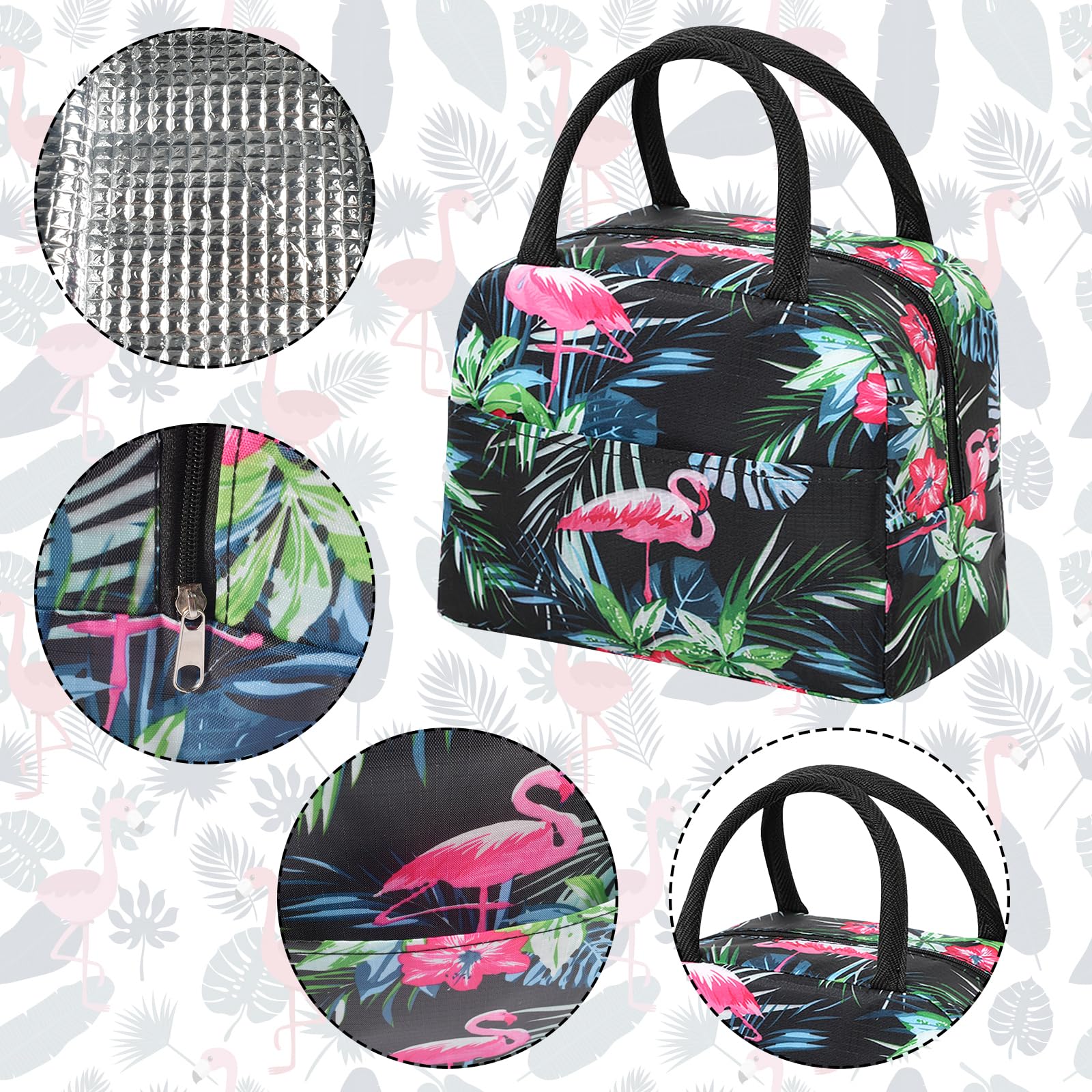 Borsa Termica Porta Pranzo Con Stampa Fenicottero - Leggera E Pieghevole - Foto 10