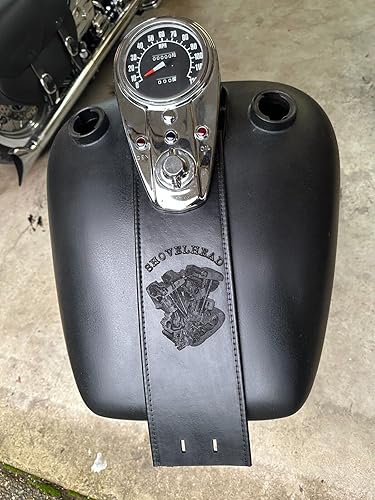 Miniatura 2 de Retro Shovelhead Gas Tank - Babero de cuero compatible con Harley Davidson 3 Light Dash Split Tank