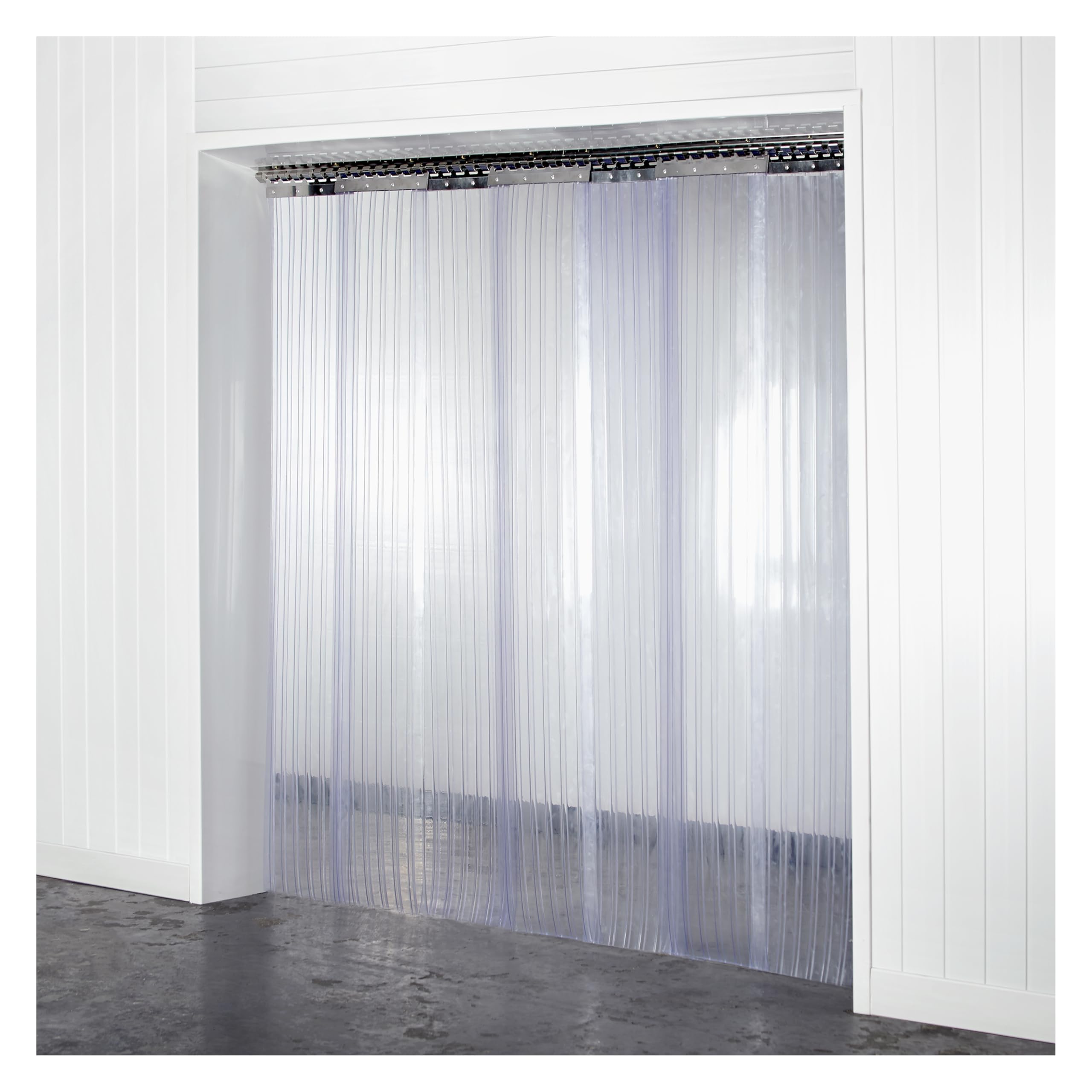 PVC Strip Curtain Kit - 1m (w) x 2.5m (h) Heavy Duty 200mm x 2mm DOUBLE RIBBED Strip Ideal for Industrial Doorways and Fork Lift Trucks - Roller Shutter Warehouse