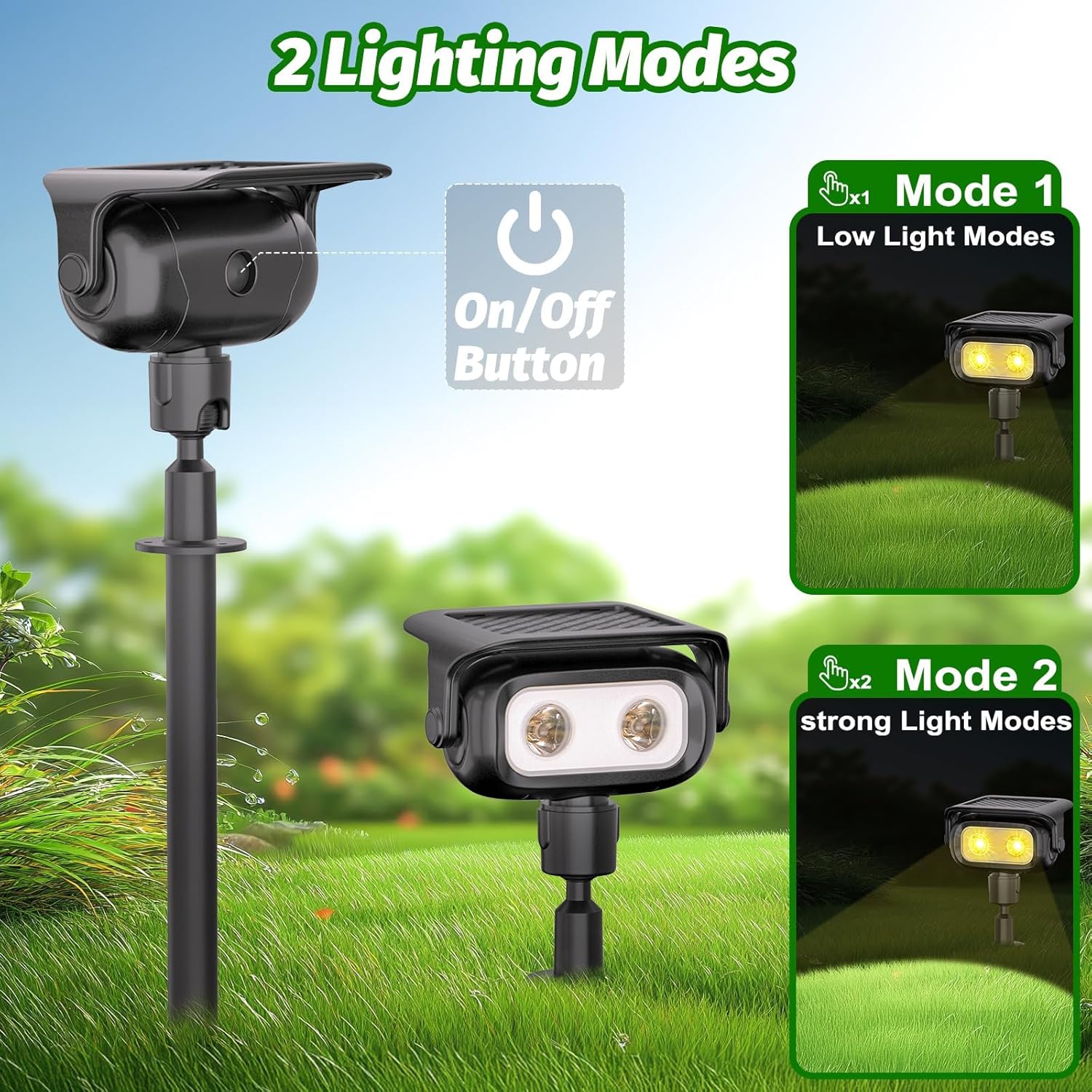 Nreonrick Solar Spot Lights 360° Adjustable Solar Lights Outdoor IP65 Waterproof with 2-in-1 Solar Powered Spotlights for Landscape Lighting for Garden, Yard, Pathway (Warm White, 2 Pack)