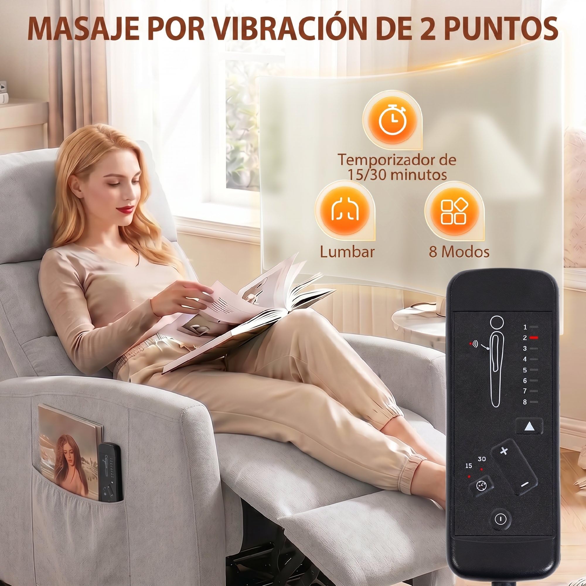 HOMCOM Sillón de Masaje Reclinable 160° Reposapiés 66x91x108 cm Gris Claro | Sillón Relax Reclinable, Mando a Distancia, 2 Zonas de Masaje, Respaldo Alto, Asiento Muelles, Bolsillos, Tapizado Chenilla