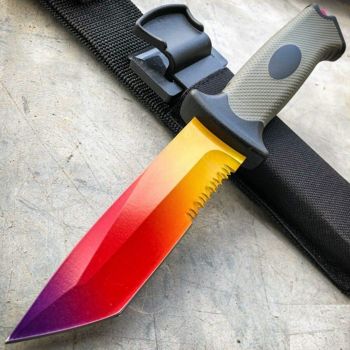 Ursus Tanto Fixed Blade Tactical Hunting Survival Knife with Combat Sheath - Limited Edition (Fire Fade)