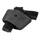 Dual Threat IWB/OWB Universal Belt Slide Holster | Made in USA | Ambidextrous Full Grain Leather Holster | Open & Concealed Carry | Fits Glock, Taurus, Springfield, Sig Sauer & Virtually Any Handgun