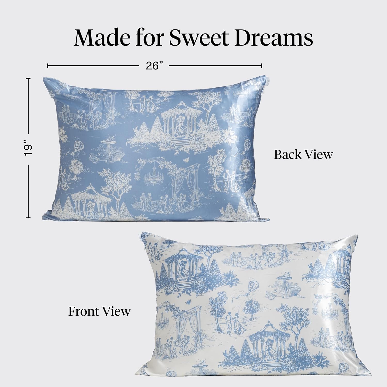 Bridgerton x Kitsch Satin Pillowcase with Zipper for Hair & Skin - Softer Than Silk Pillow Cases, Smooth Cooling Pillow Cover, Wrinkle-Free, Machine Washable, Standard Size (19x26) - Garden Toile - Image 4