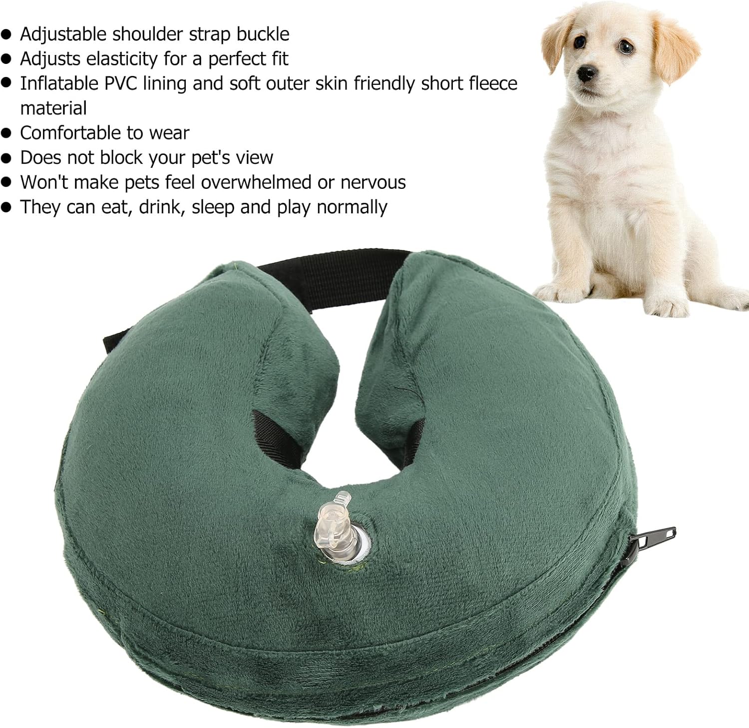 Protective Inflatable Dog Cone,Inflatable Dog Neck Donut Cones Alternative for Small Medium or Large Dogs AntiBite Lick Wound Healing Camo Hook and Hoop Fasteners L