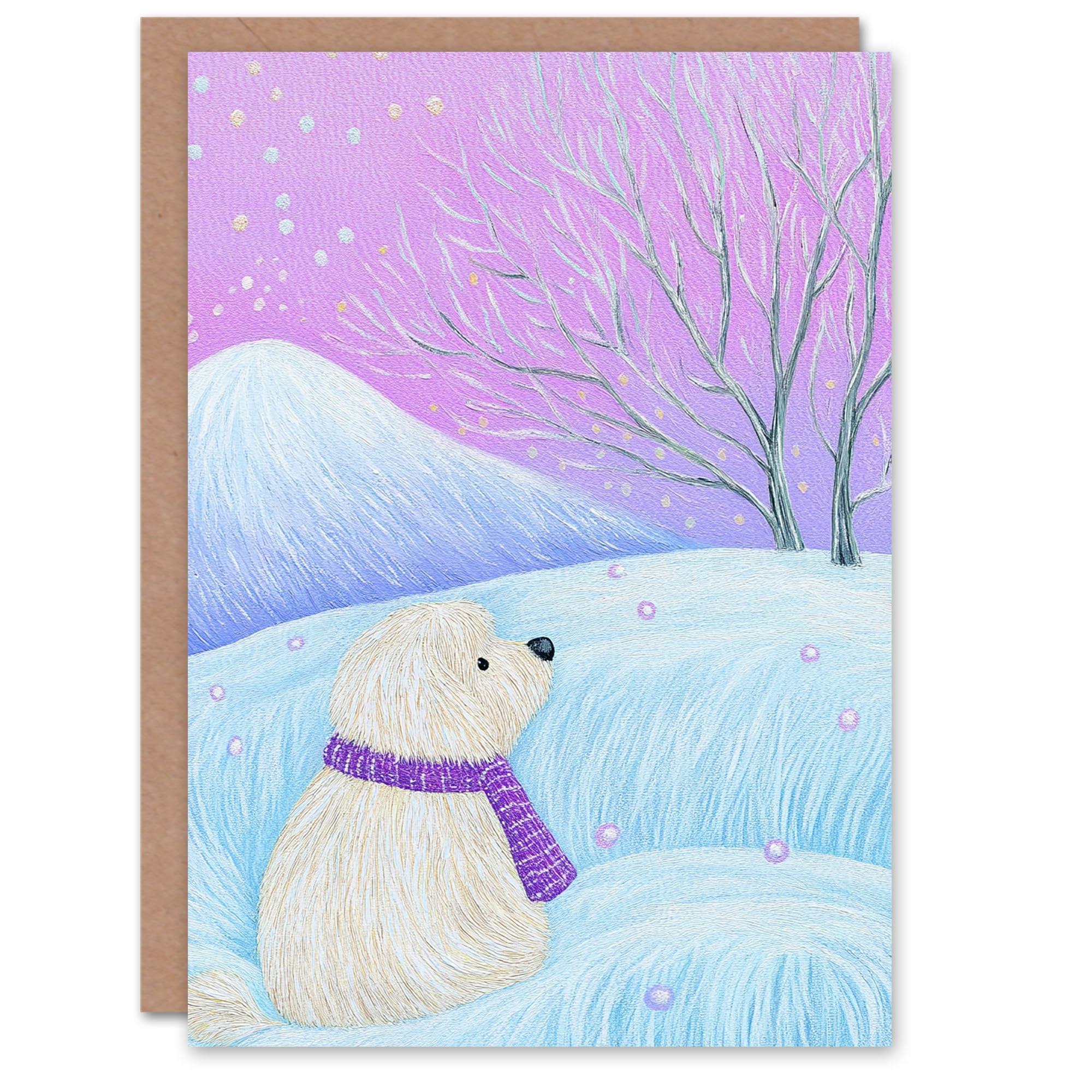 Wee Blue Coo Poodle Dog Lover Christmas Card Purple