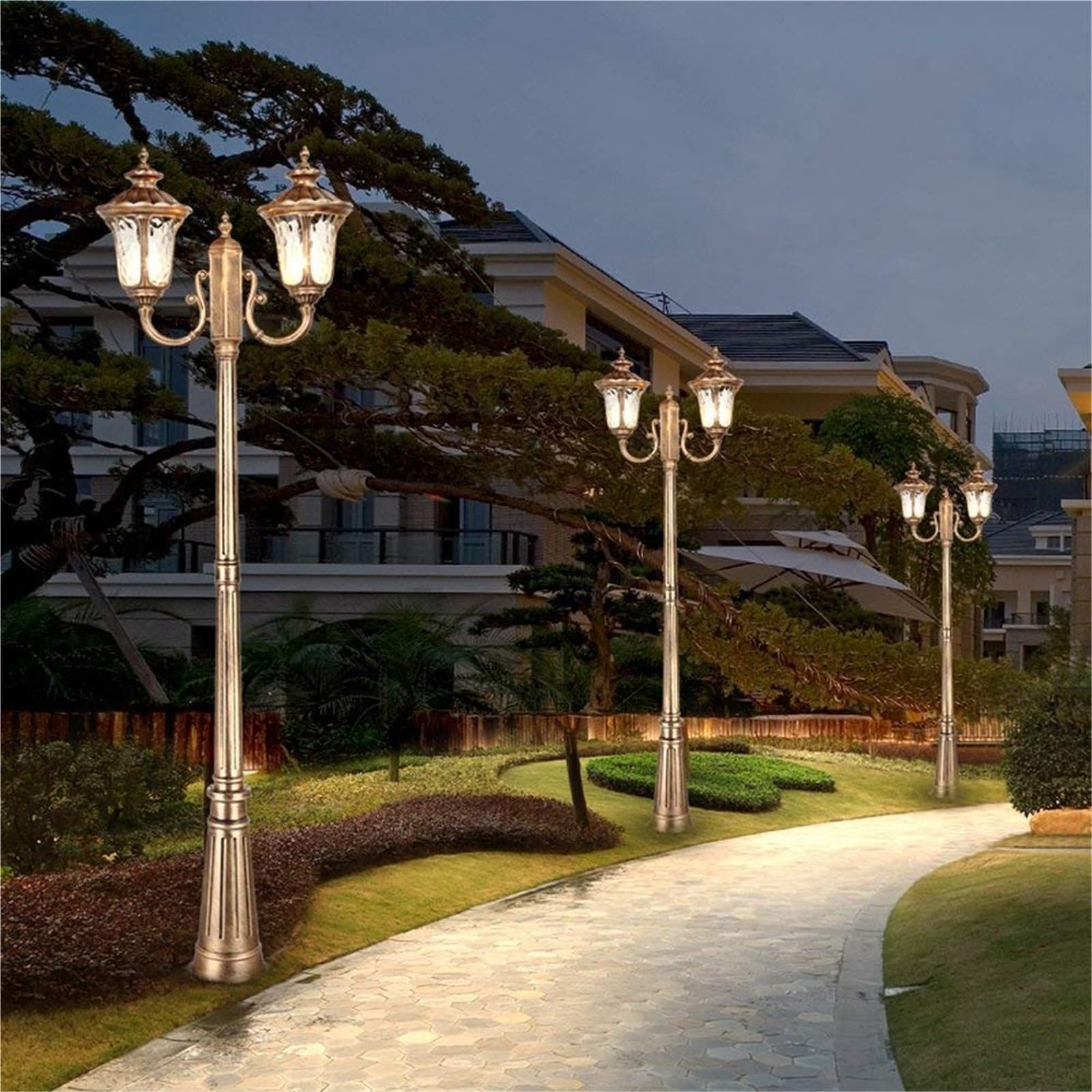 Lampy Solarne, Słupki Oświetleniowe, Zewnętrzne, 335 Cm, 1-Światło, 2-Światła, Retro, Dziedziniec, Europejska, Szklana Latarnia, Lampa Uliczna, Zewnętrzna, Wodoodpor,245cm
