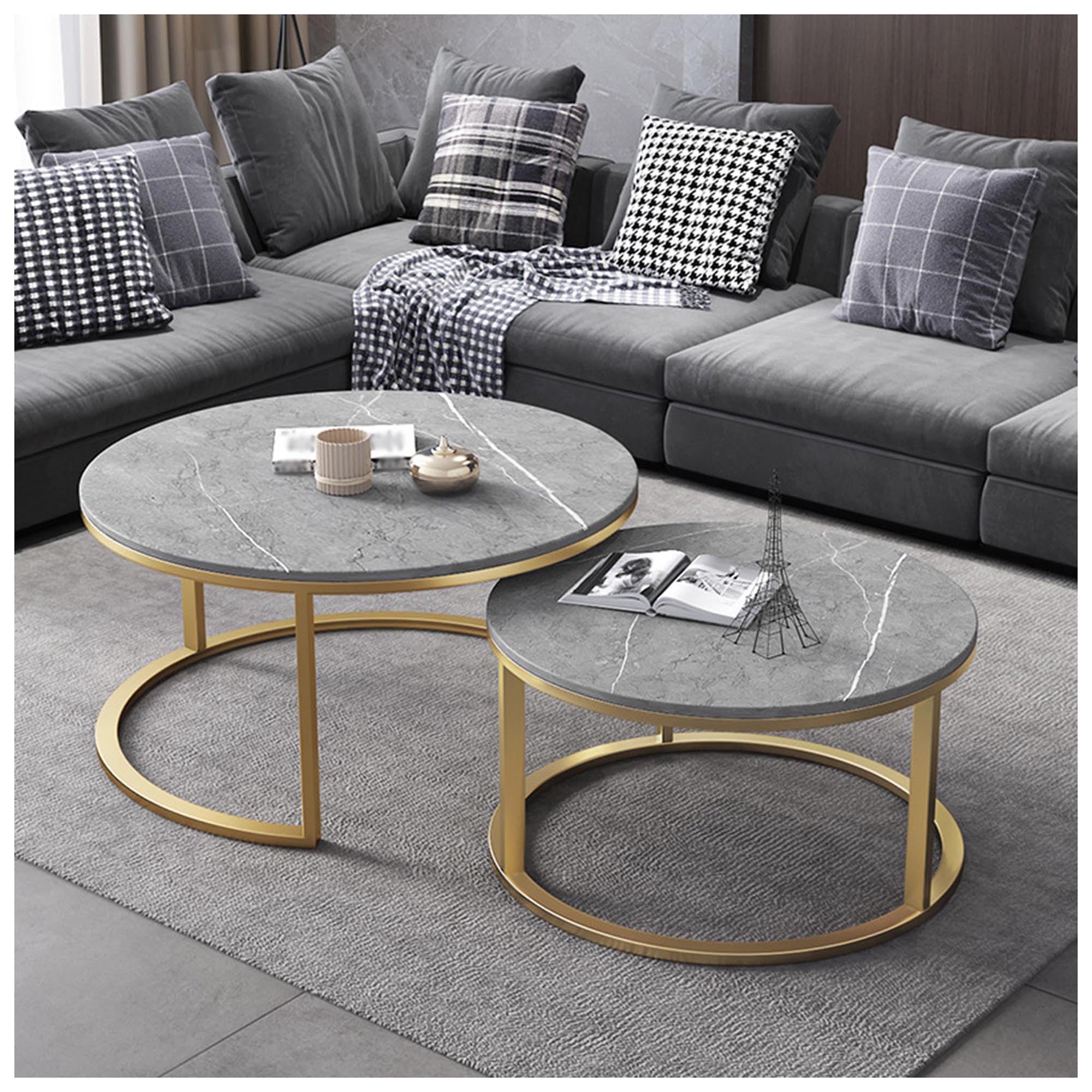 Amazon.co.jp: ネストコーヒーテーブル2個セット、モダンな人造大理石